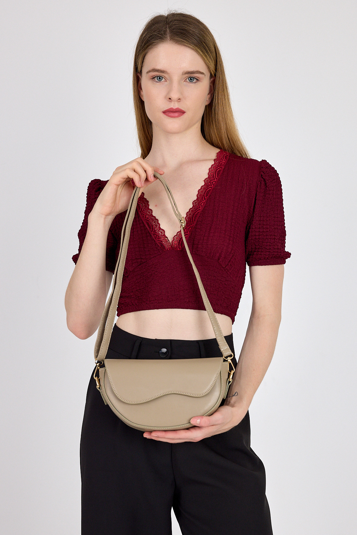 Vizon Simetri Kapak Detaylı Omuz Çantası 3024 - 1