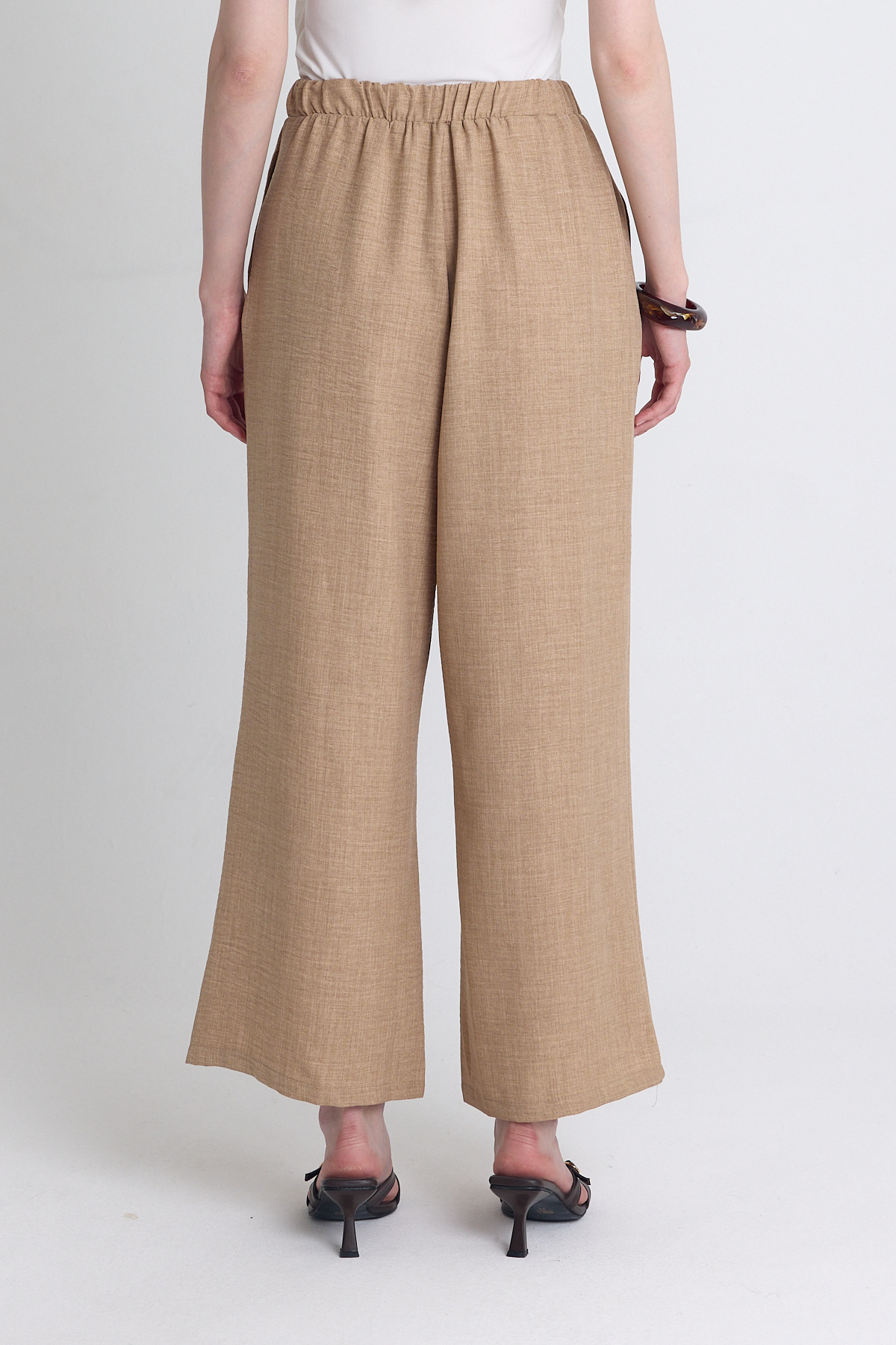 Vizon Yüksek Bel Ön Pile Detaylı Pamuklu Bol Paça Pantolon 8014A - 5