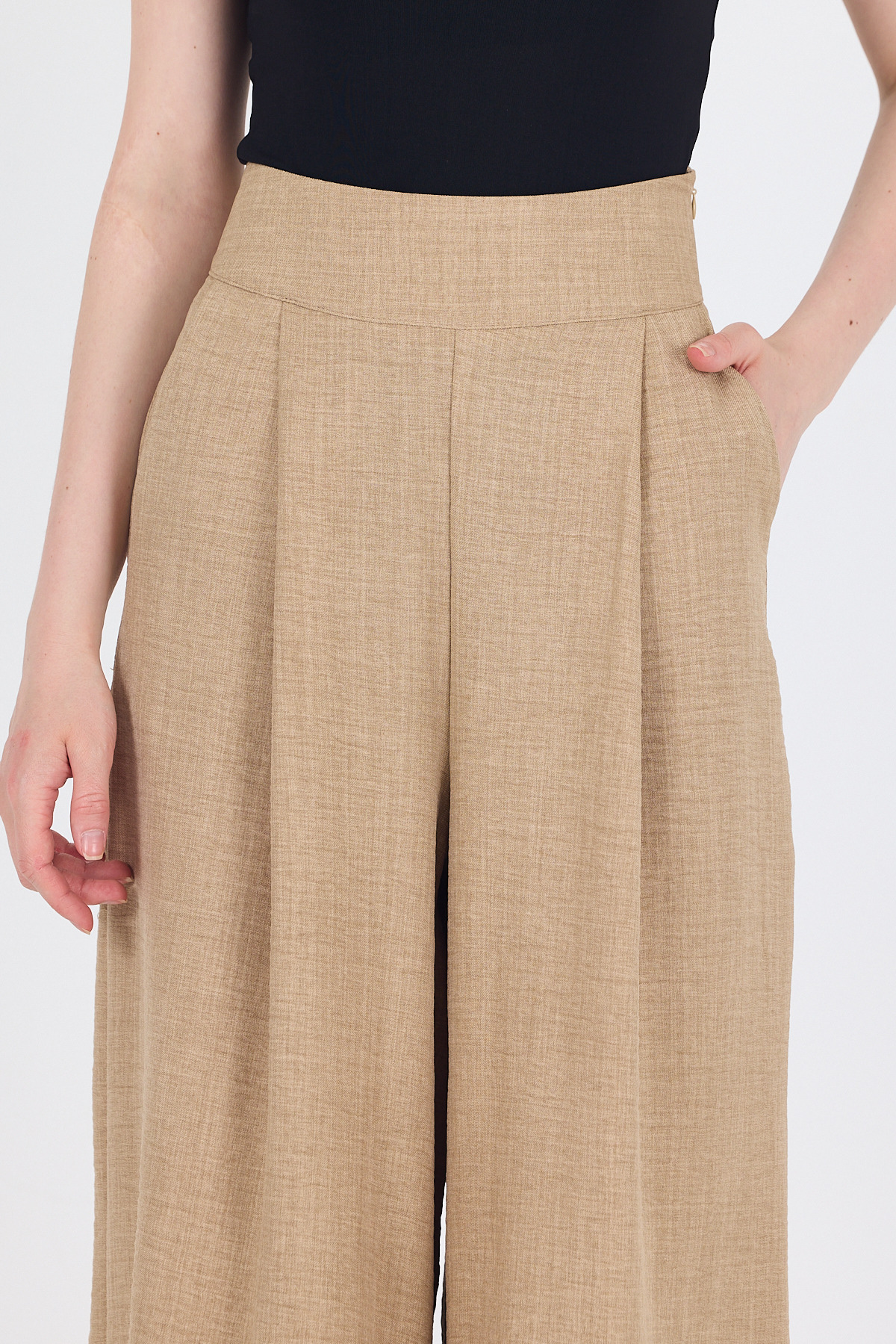 Vizon Yüksek Bel Pile Detaylı Bol Paça Pantolon 4810A - 4