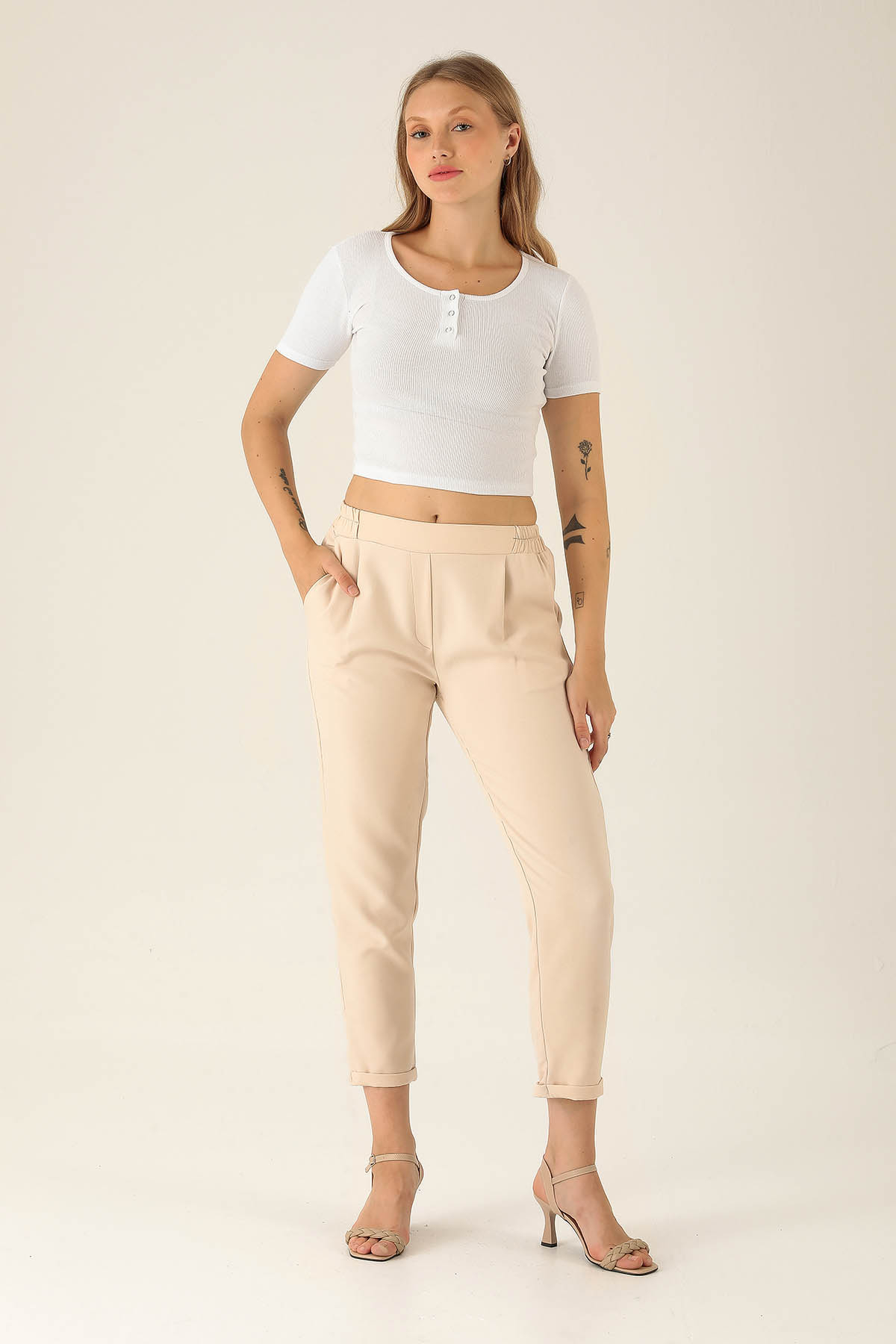 Yaka Çıtçıtlı Bayan Bluz - 1432 Beyaz - 4