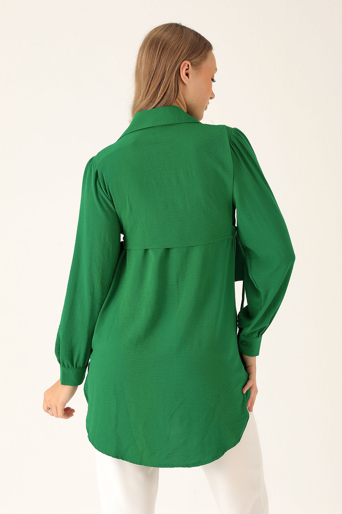 Yan Bağlama Detaylı Tunik - 6480A Benetton Yeşili - 4