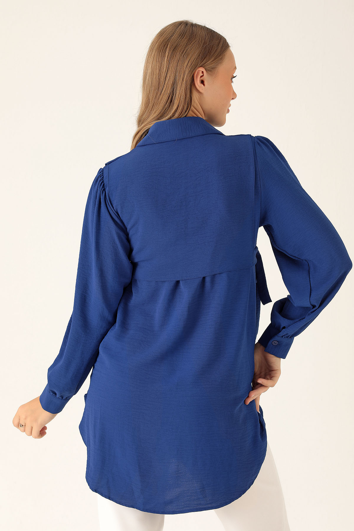 Yan Bağlama Detaylı Tunik - 6480A Saks - 3