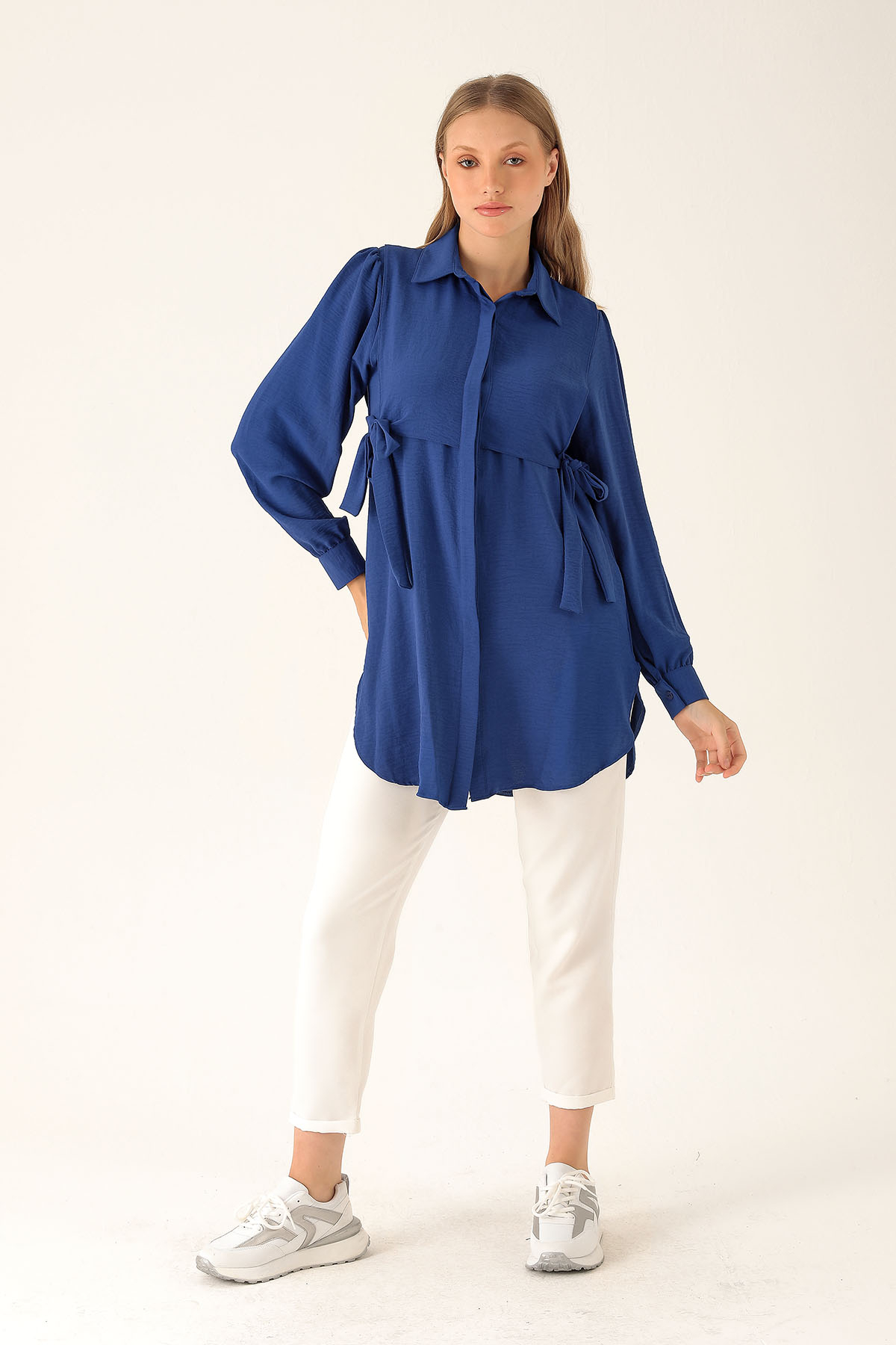 Yan Bağlama Detaylı Tunik - 6480A Saks - 5