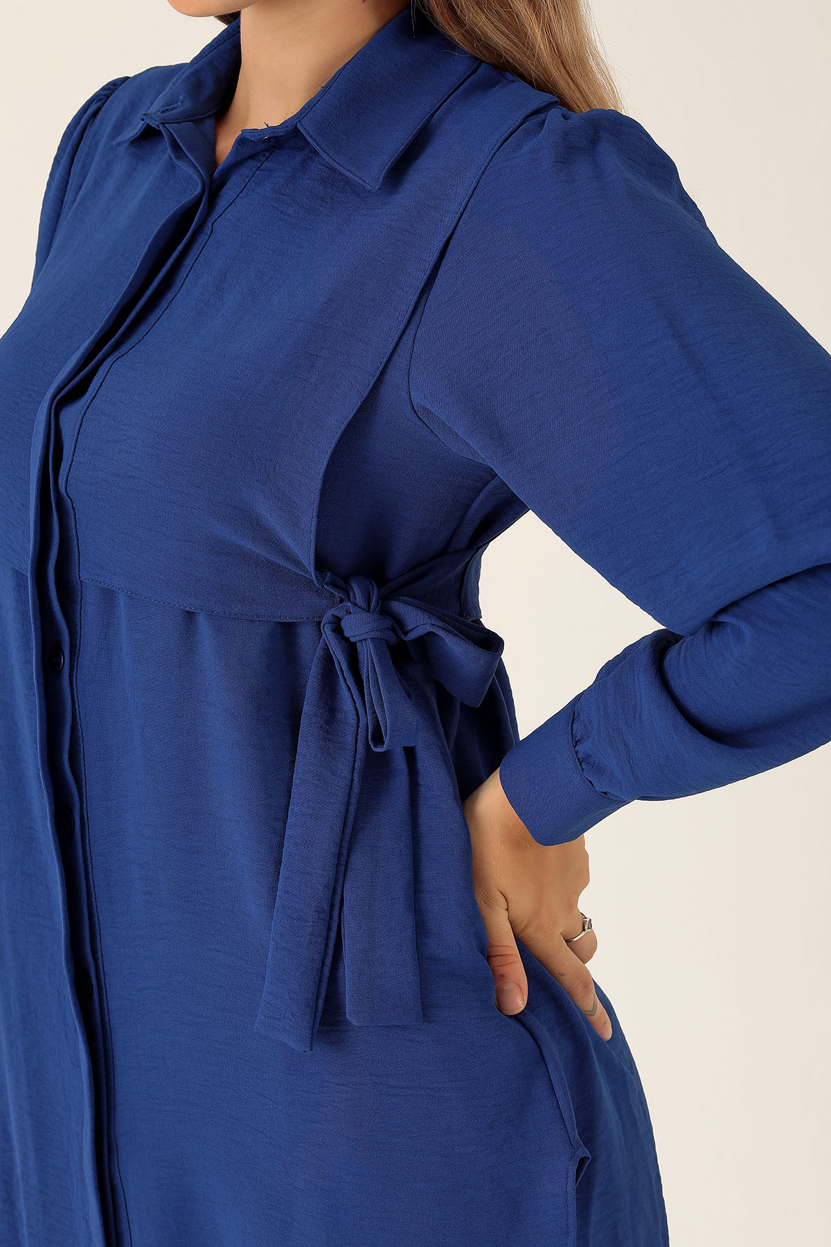 Yan Bağlama Detaylı Tunik - 6480A Saks - 6