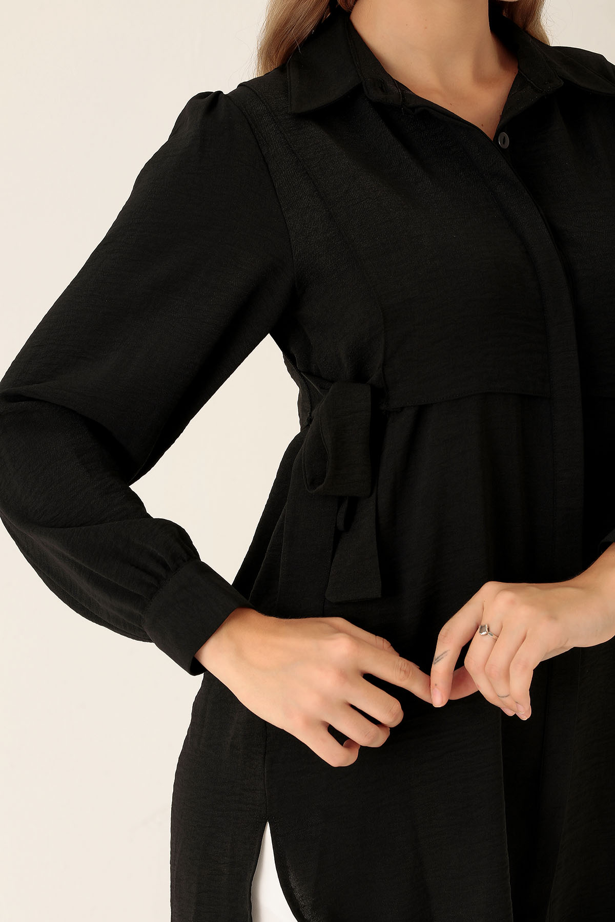 Yan Bağlama Detaylı Tunik - 6480A Siyah - 6