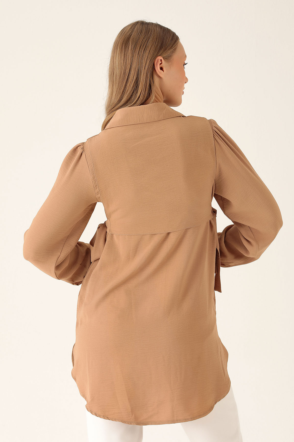 Yan Bağlama Detaylı Tunik - 6480A Vizon - 3