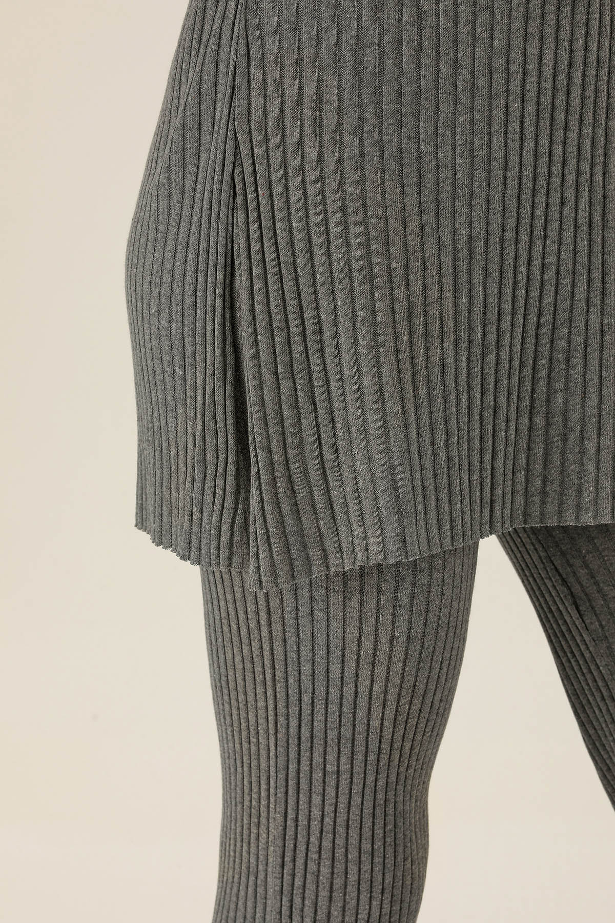 Yan Yırtmac Tişört-Bayan Pantolon Takım - 538 Koyu Gri - 6