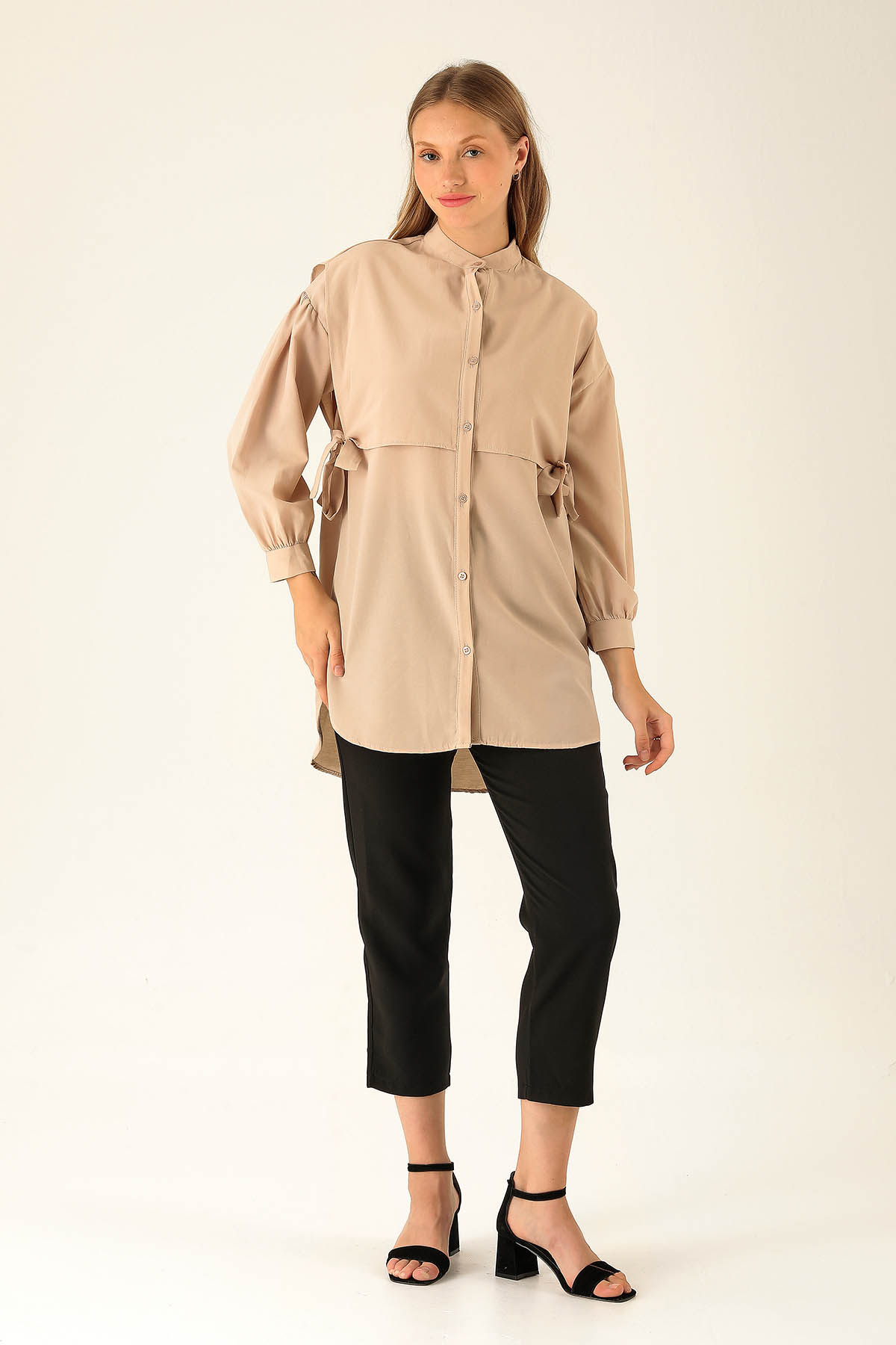 Yandan Bağlamalı Tunik - 6197A Bej - 3