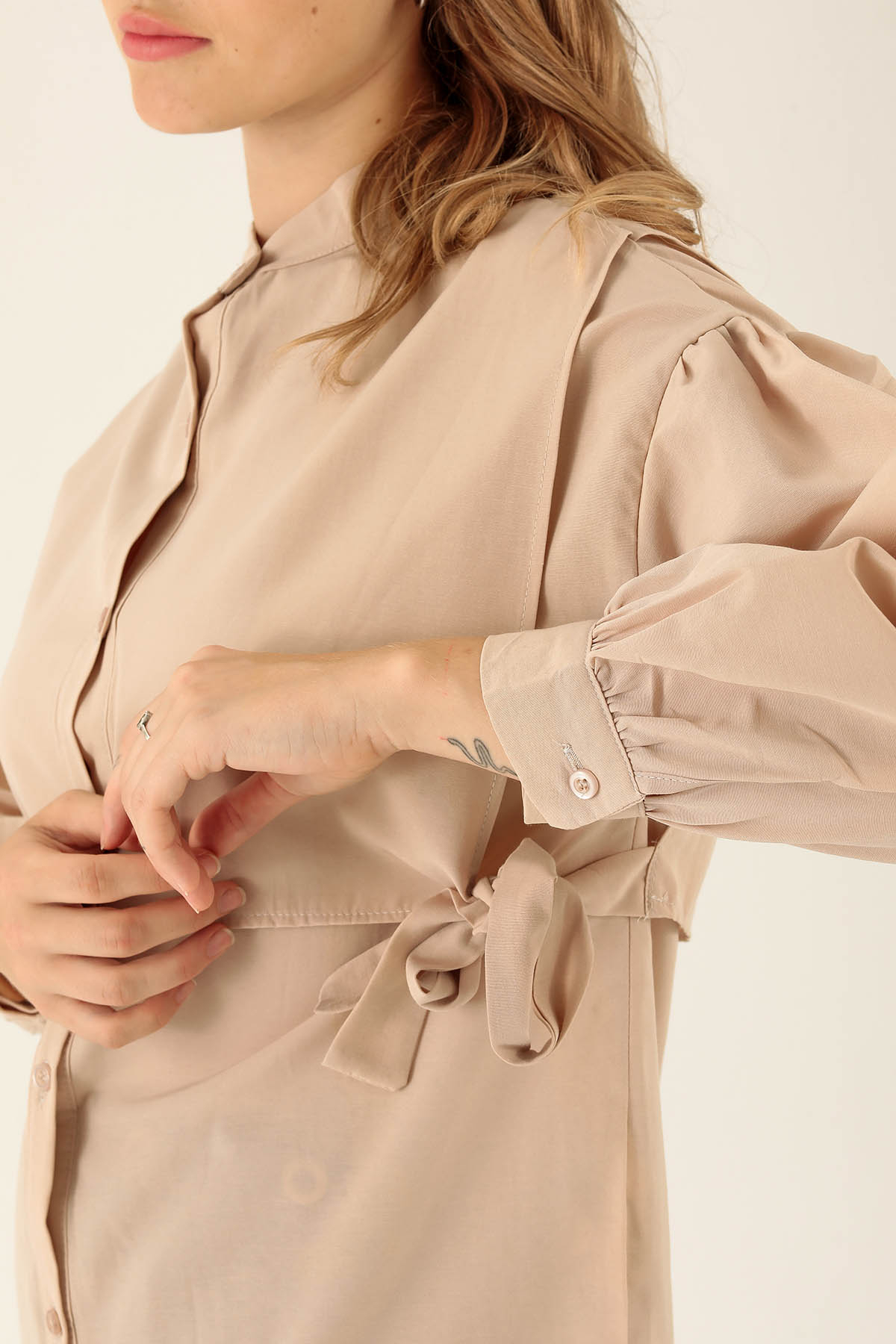 Yandan Bağlamalı Tunik - 6197A Bej - 6