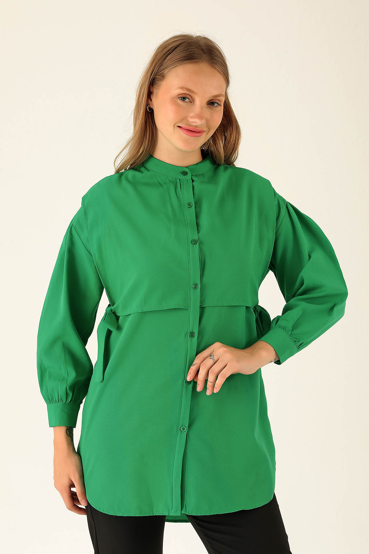 Yandan Bağlamalı Tunik - 6197A Benetton Yeşili - 2