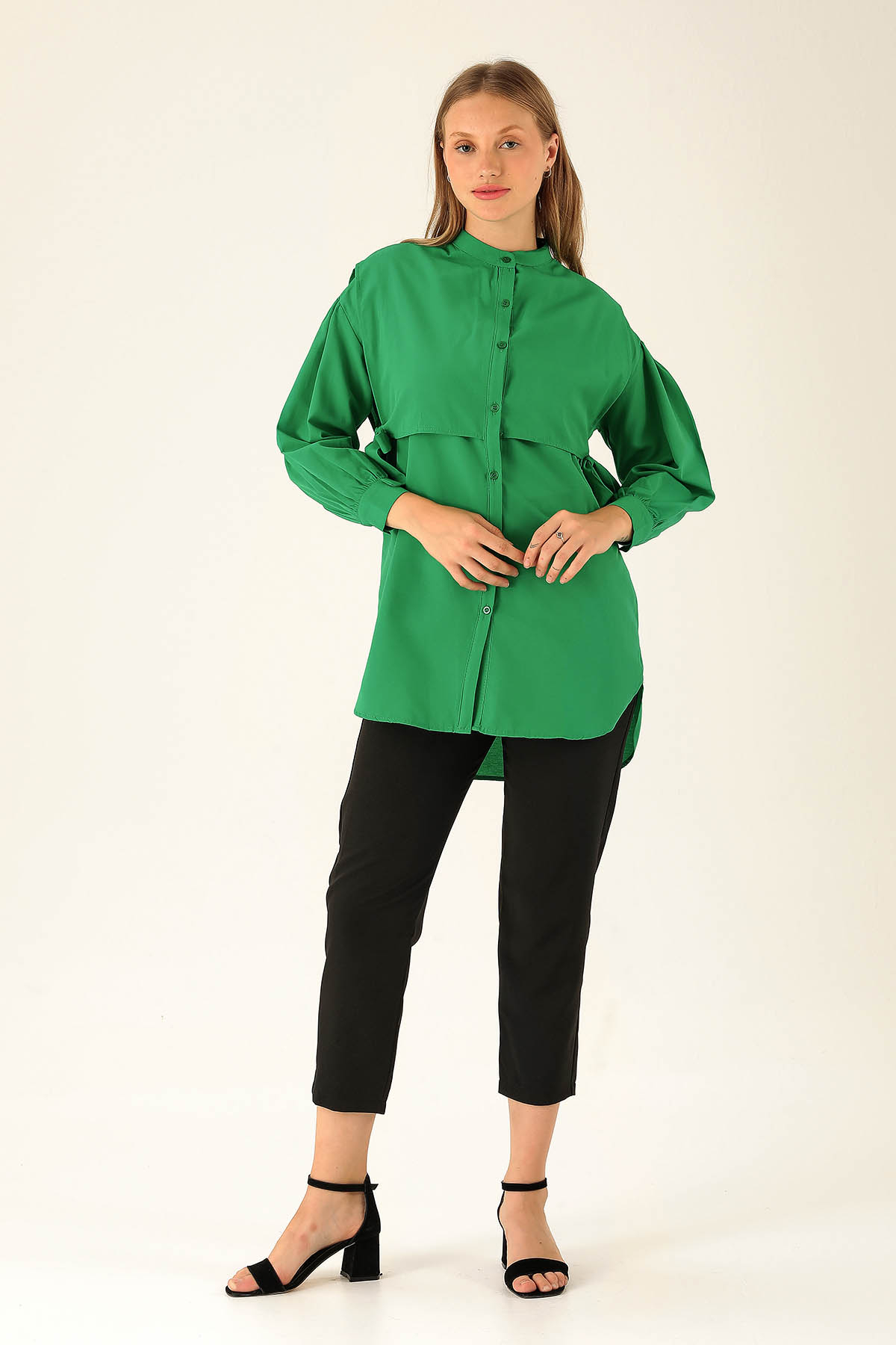 Yandan Bağlamalı Tunik - 6197A Benetton Yeşili - 3