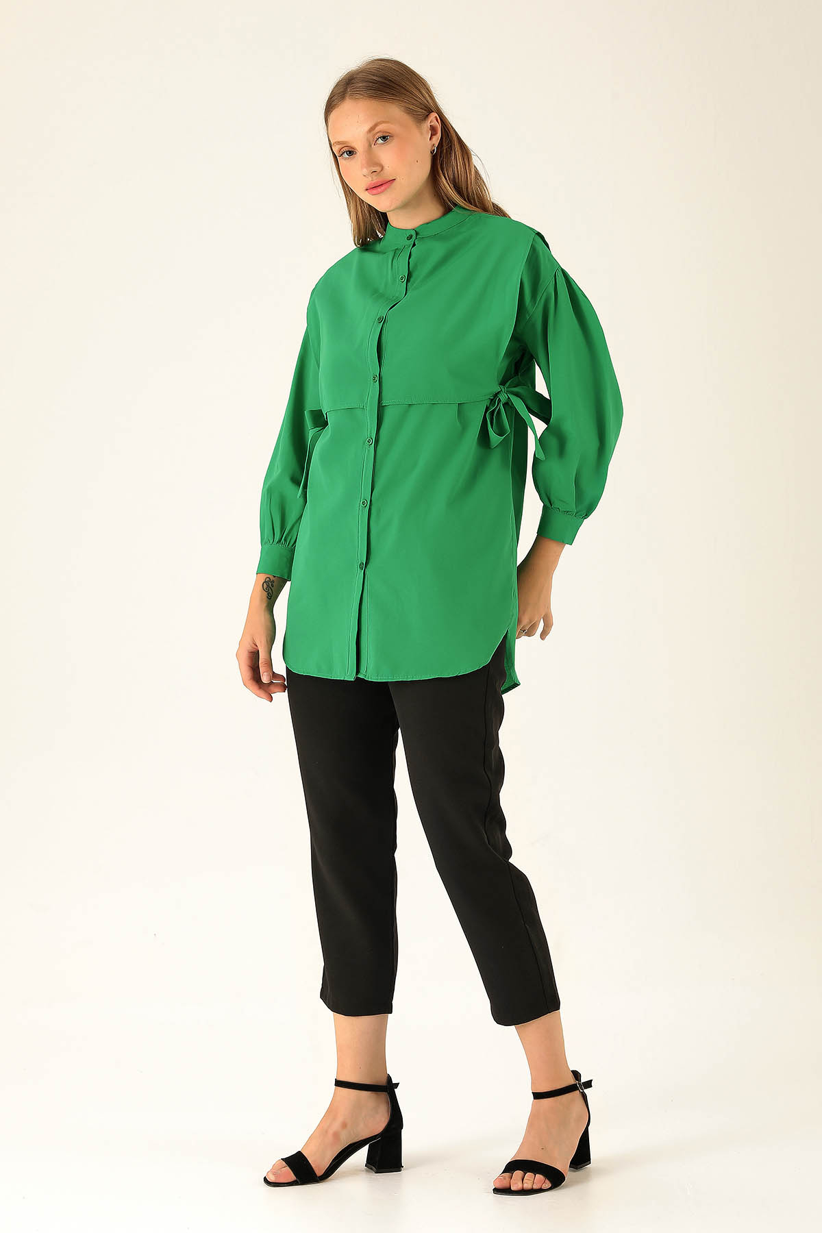 Yandan Bağlamalı Tunik - 6197A Benetton Yeşili - 4