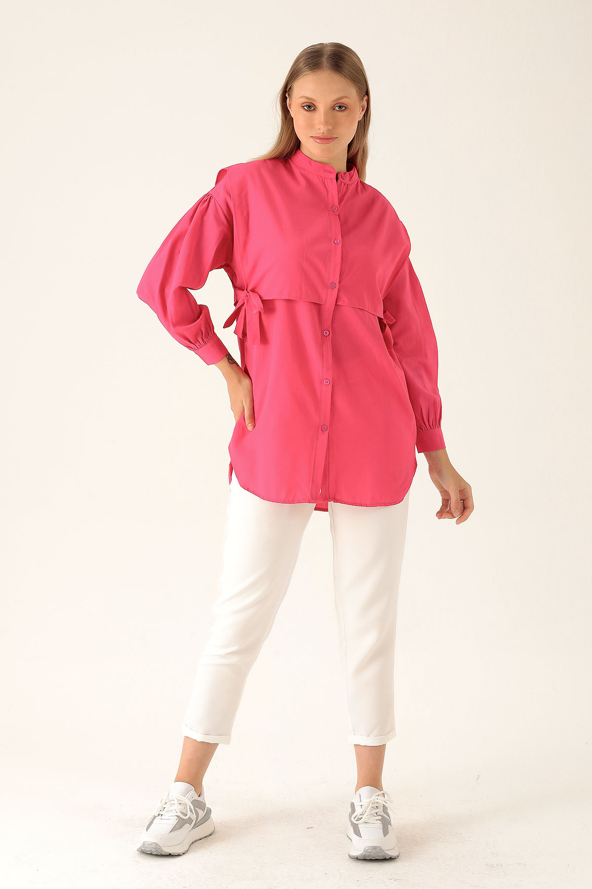 Yandan Bağlamalı Tunik - 6197A Fuşya - 4