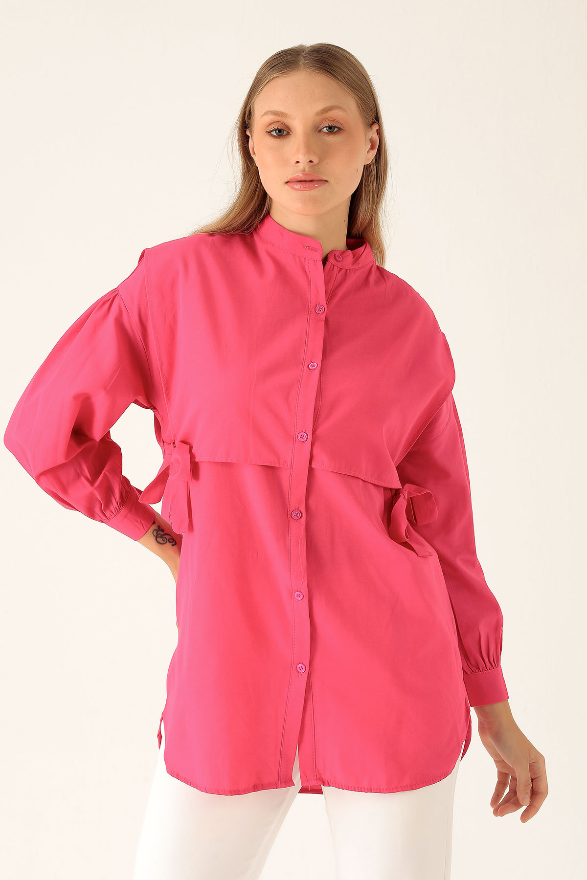 Yandan Bağlamalı Tunik - 6197A Fuşya - 1