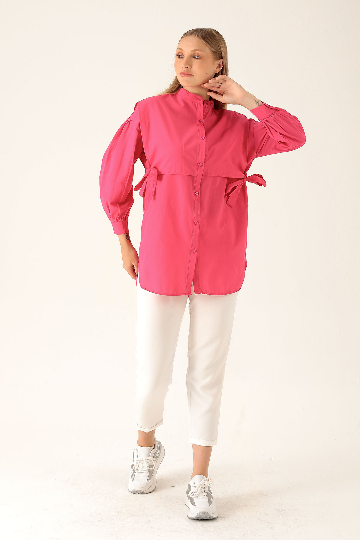Yandan Bağlamalı Tunik - 6197A Fuşya - 5