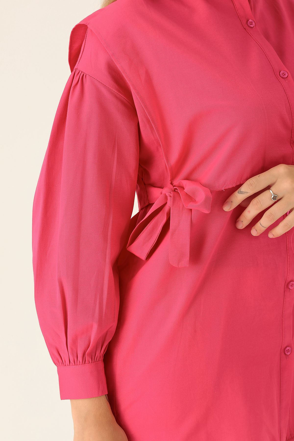 Yandan Bağlamalı Tunik - 6197A Fuşya - 6