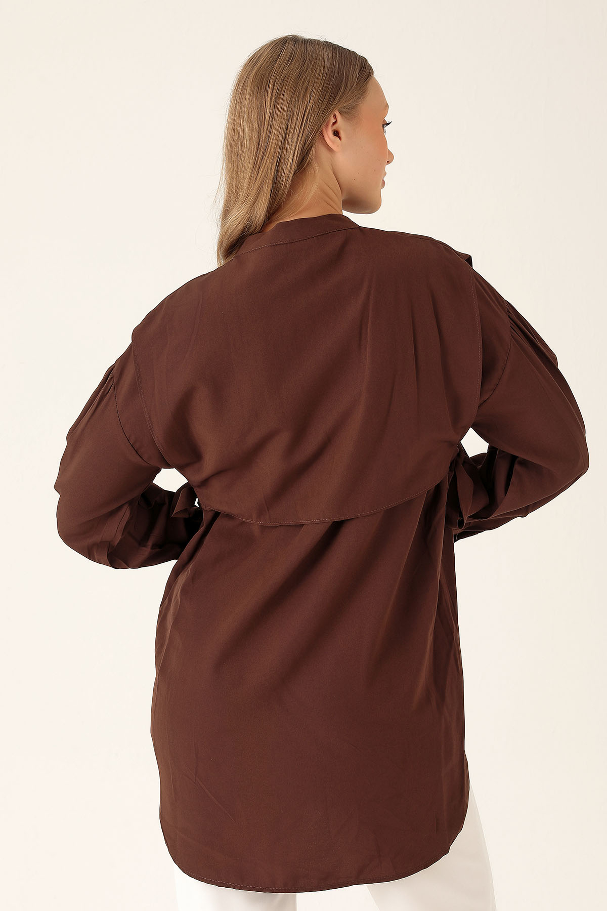 Yandan Bağlamalı Tunik - 6197A Kahve - 3