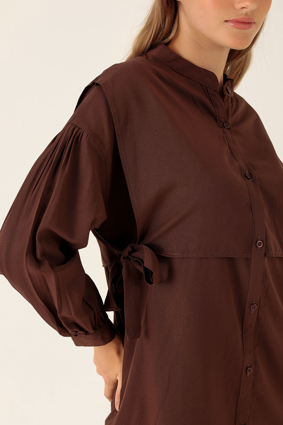 Yandan Bağlamalı Tunik - 6197A Kahve - 6