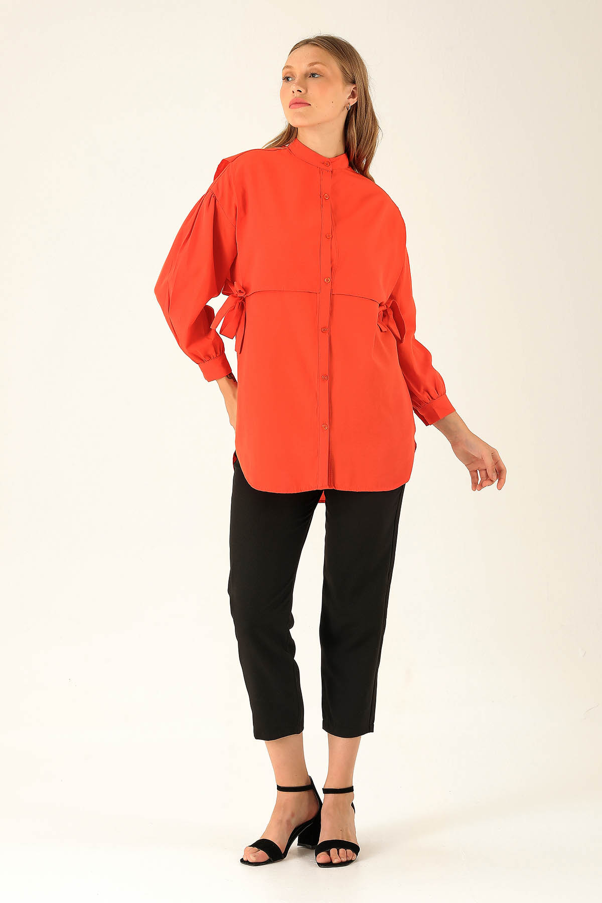 Yandan Bağlamalı Tunik - 6197A Orange - 4
