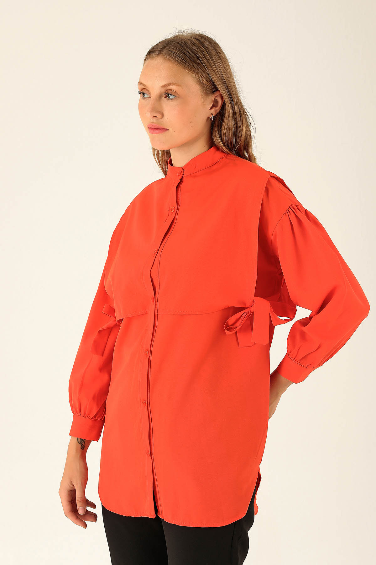 Yandan Bağlamalı Tunik - 6197A Orange - 2