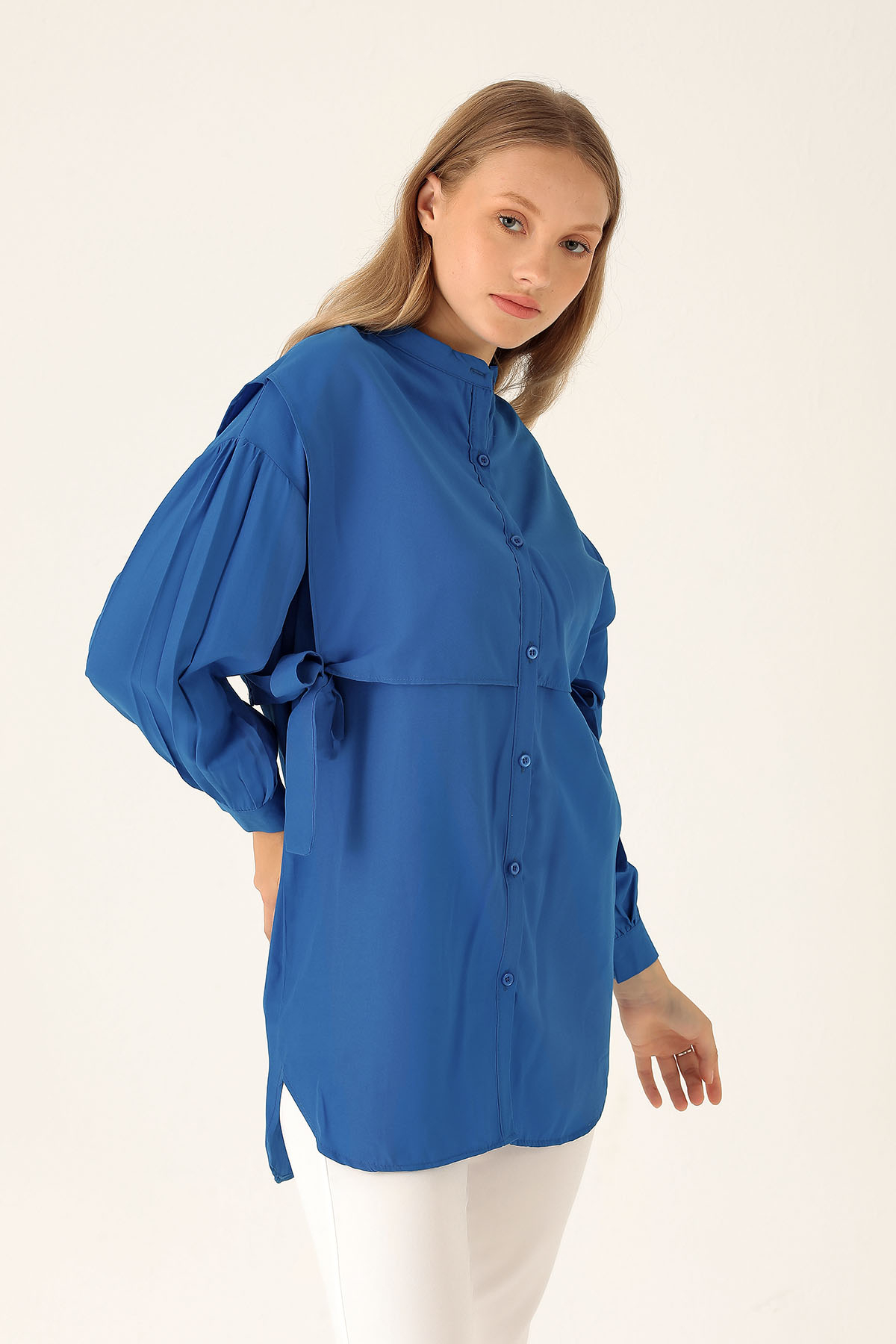 Yandan Bağlamalı Tunik - 6197A Saks 