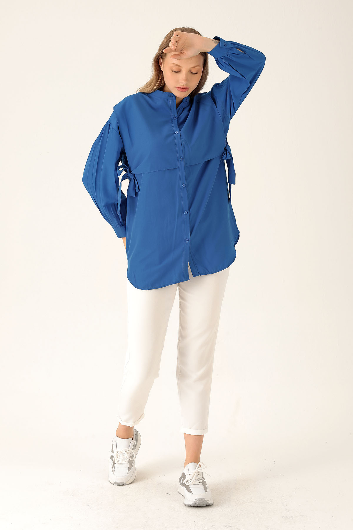 Yandan Bağlamalı Tunik - 6197A Saks - 5