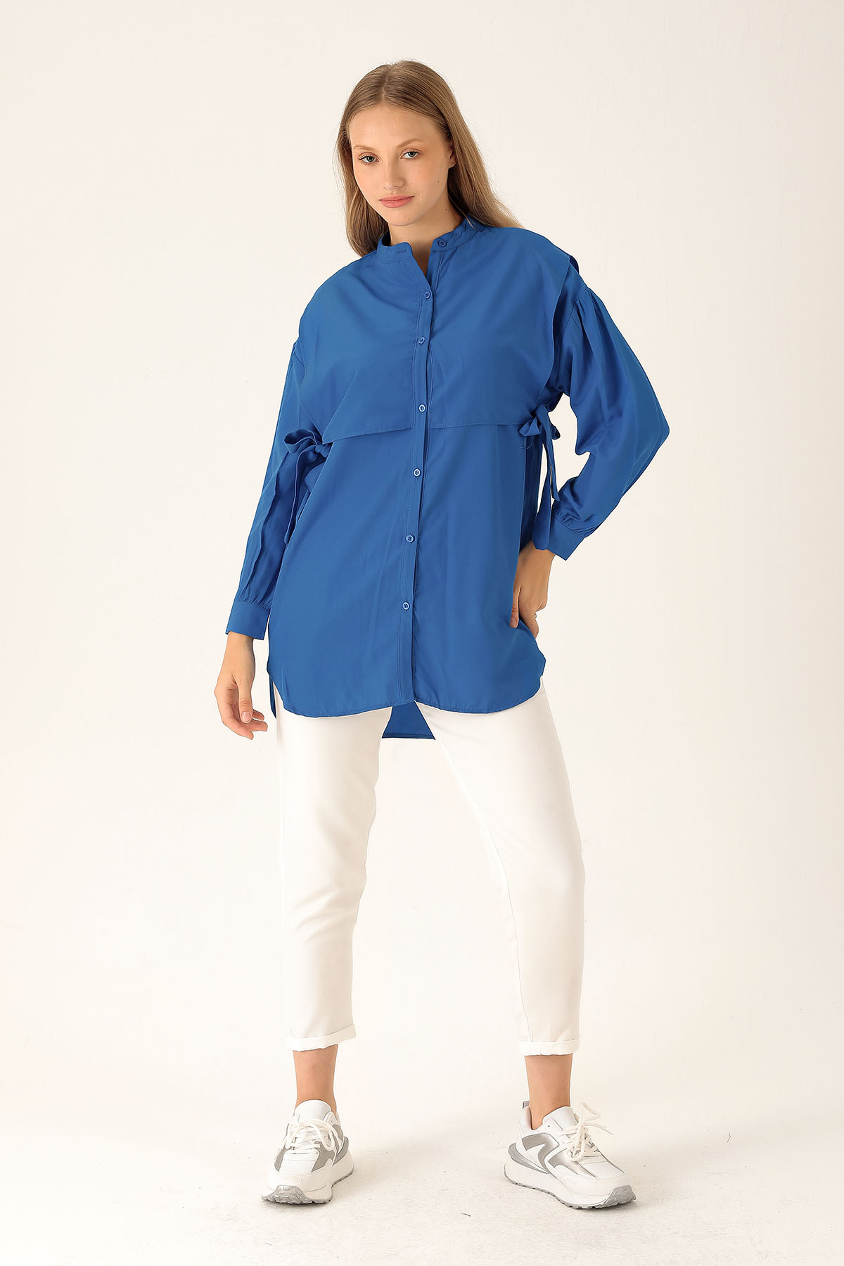 Yandan Bağlamalı Tunik - 6197A Saks - 4