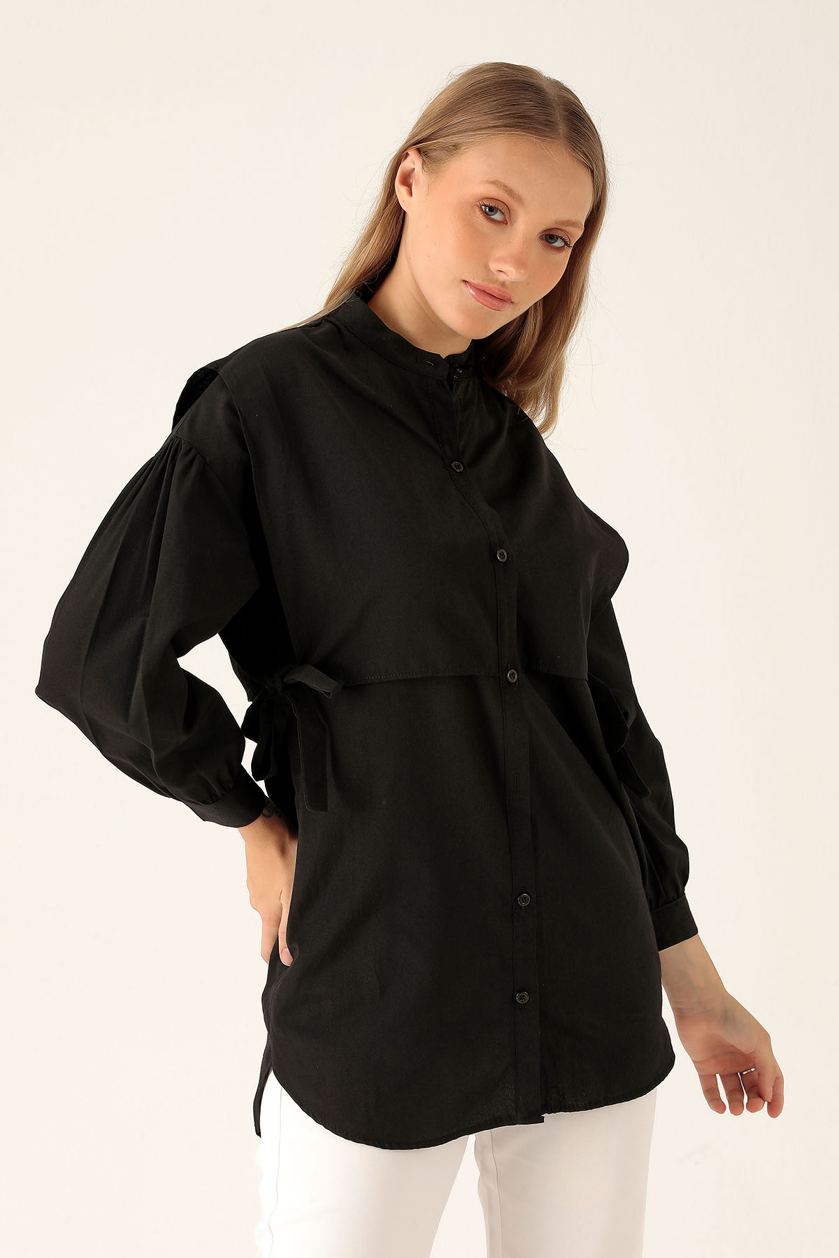 Yandan Bağlamalı Tunik - 6197A Siyah - 1