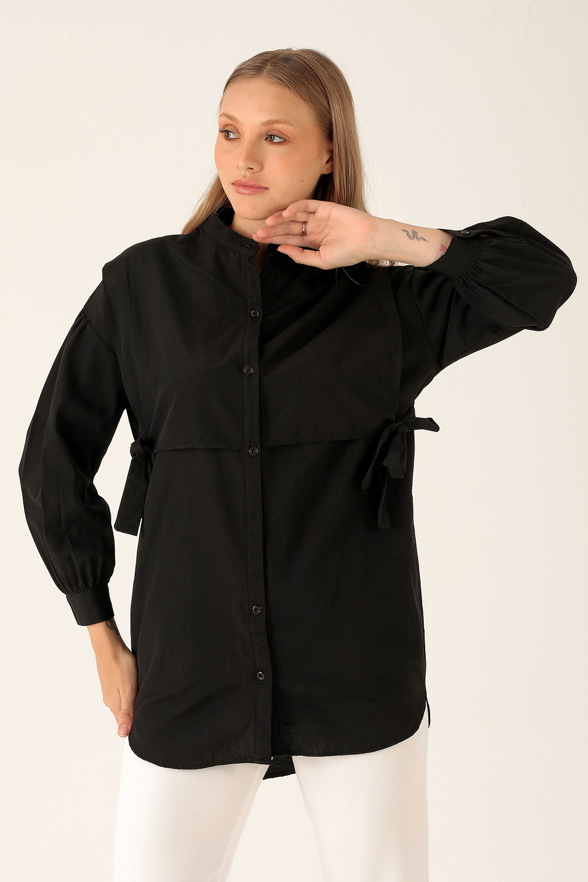 Yandan Bağlamalı Tunik - 6197A Siyah - 2
