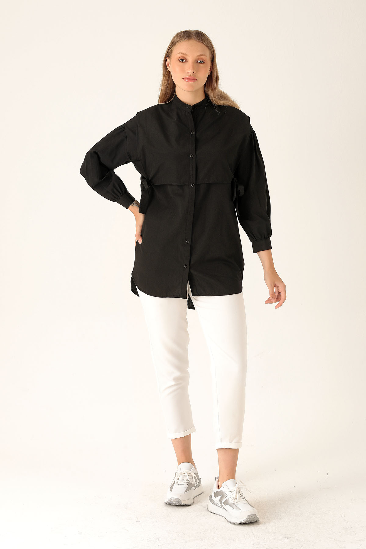 Yandan Bağlamalı Tunik - 6197A Siyah - 5