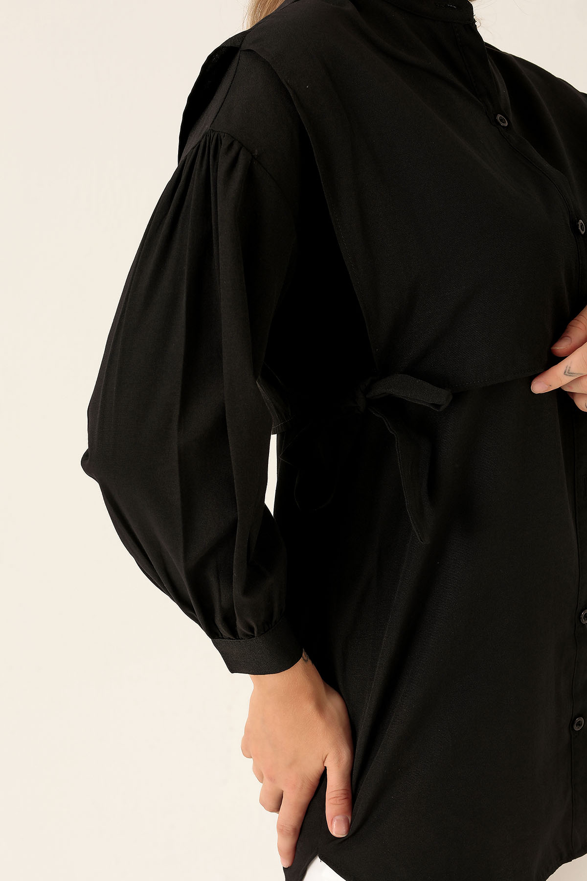 Yandan Bağlamalı Tunik - 6197A Siyah - 6