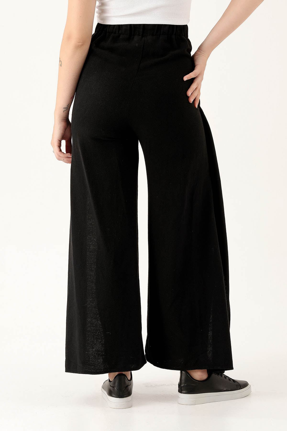 Yırtmaç Detay Bol Bayan Pantolon - 4044 Siyah - 5