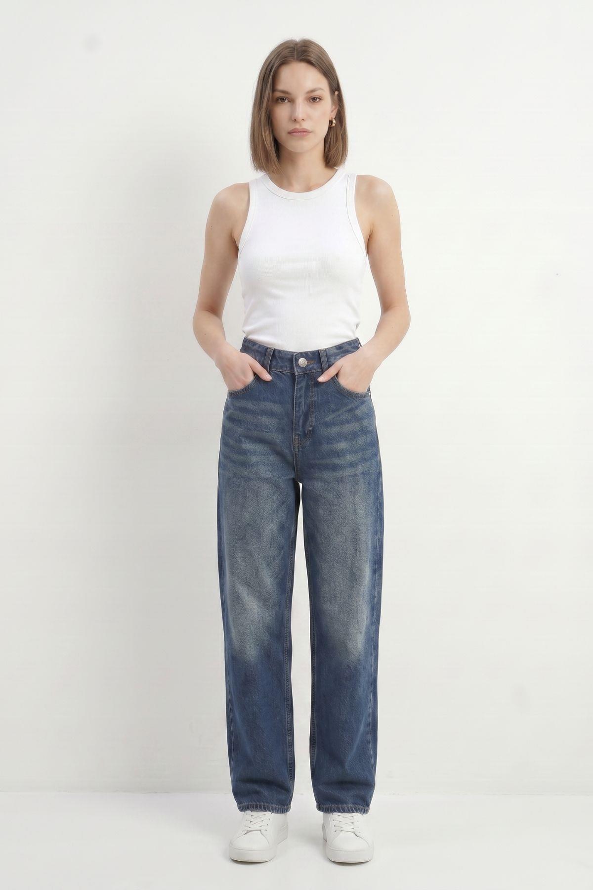 Yüksek Bel Baggy Jean 1061 Tint Yeşil - Rays