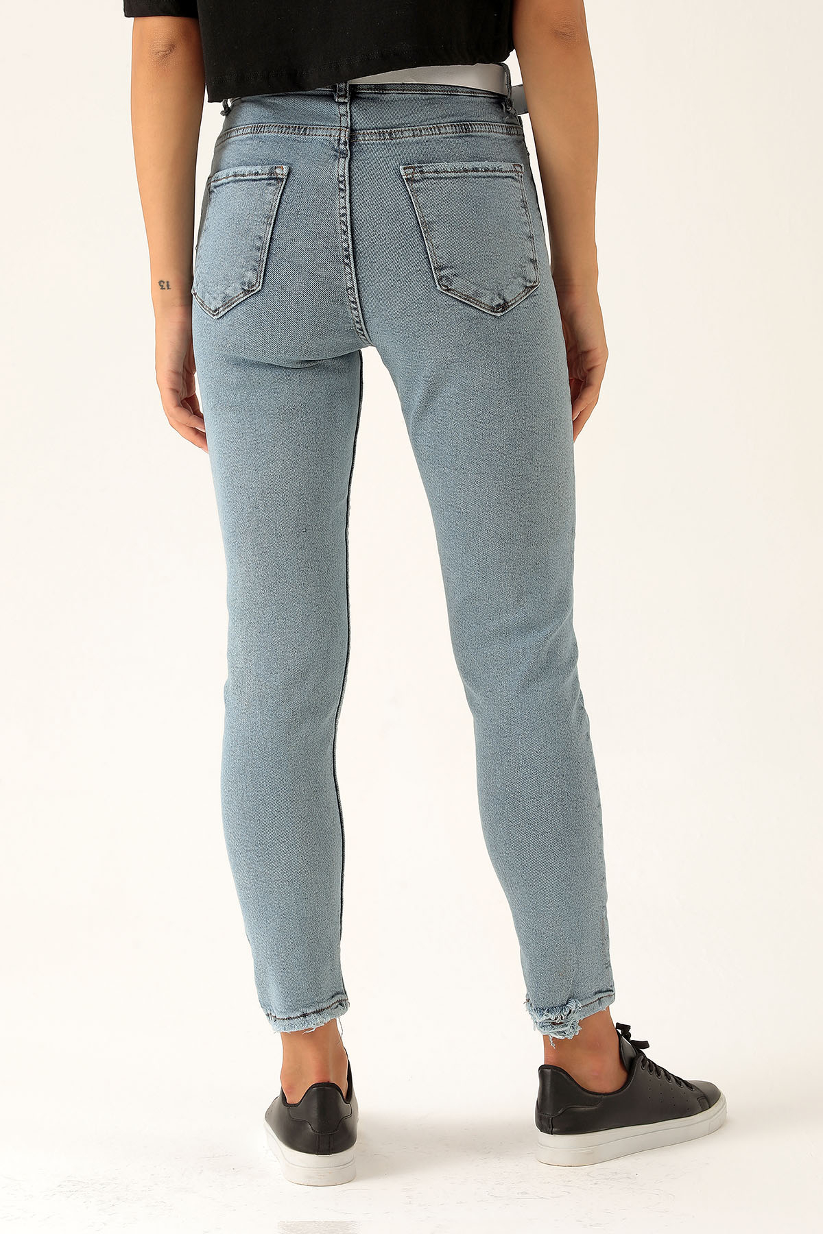 Yüksek Bel Bayan Kemerli Bayan Pantolon - 2302 Kar Yıkama - 5