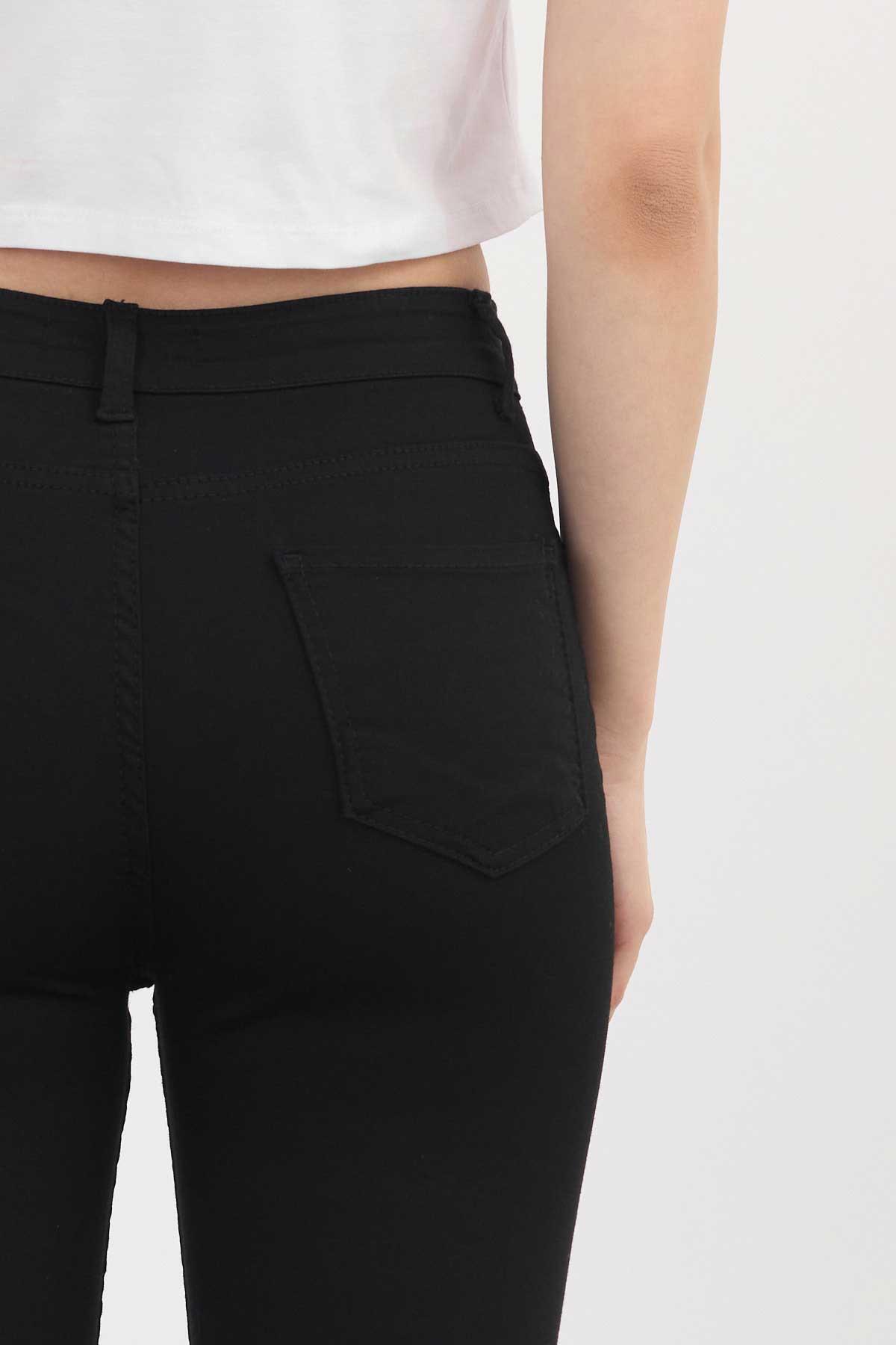 Yüksek Bel Dar Paça Dar Kesim Bayan Pantolon - 2111 Siyah - 7