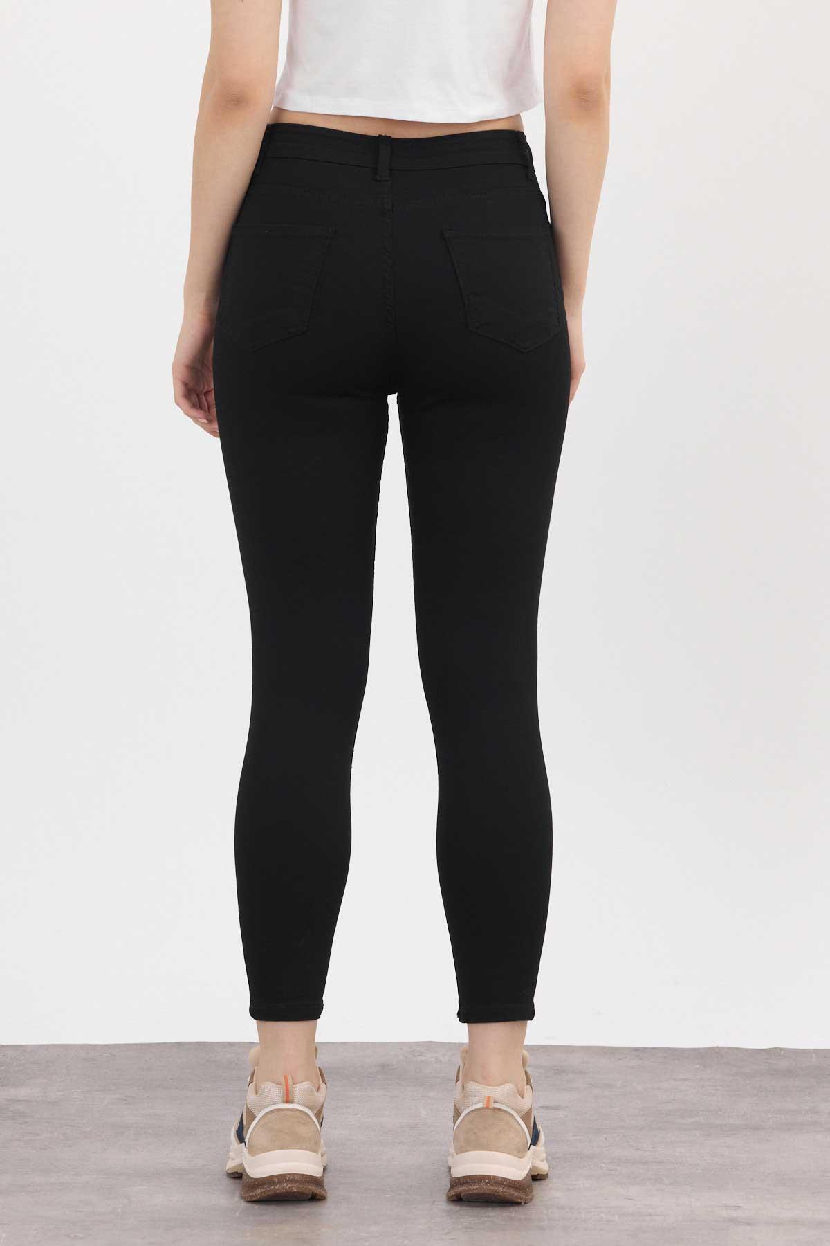 Yüksek Bel Dar Paça Dar Kesim Bayan Pantolon - 2111 Siyah - 6