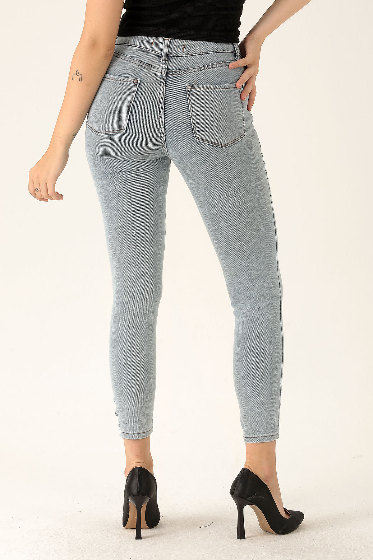 Yüksek Bel Dar Paça Bayan Pantolon - 3023-1 Kar Yıkama - 5