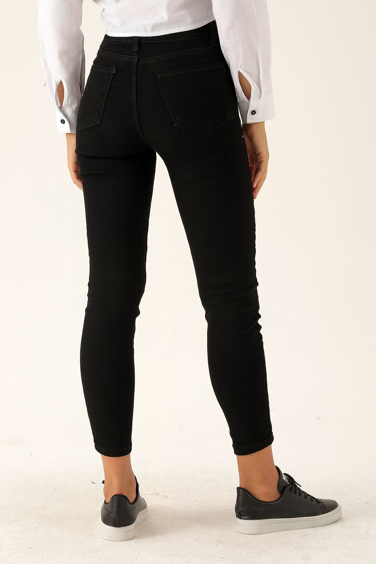 Yüksek Bel Dar Paça Bayan Pantolon - 3023-1 Siyah - 5