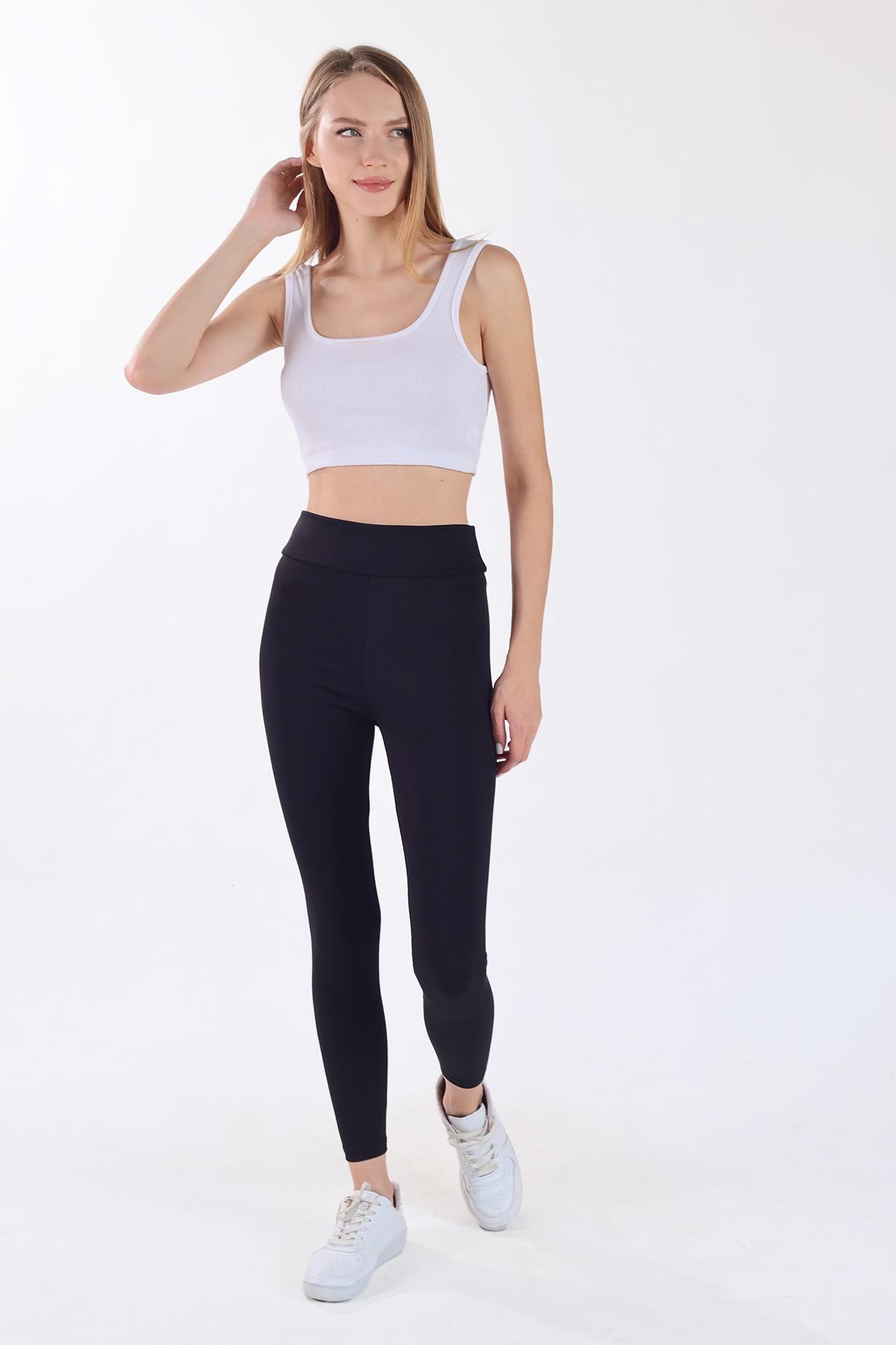 Yüksek Bel Fitilli Tayt - 1824 Siyah - RAYS