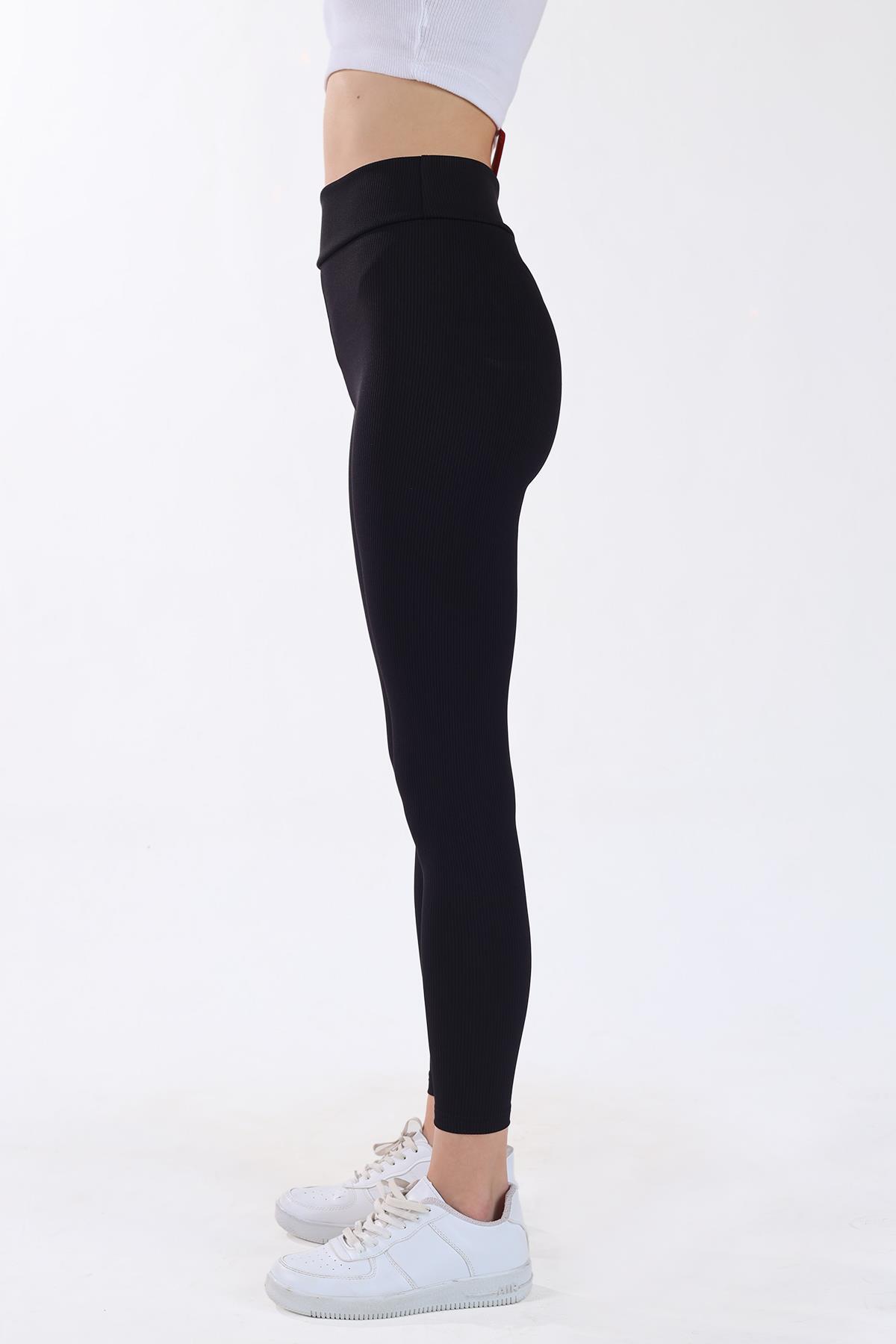 Yüksek Bel Fitilli Tayt - 1824 Siyah - RAYS