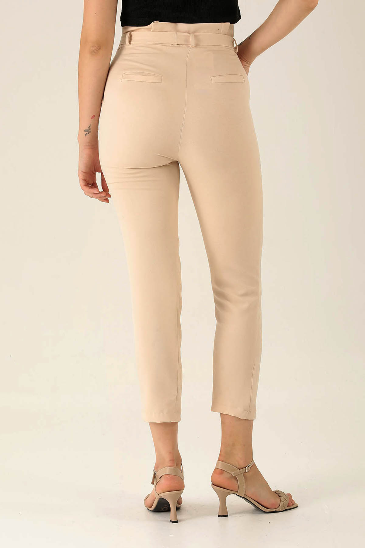 Yüksek Bel Havuç Bayan Pantolon - 6263A Taş - 5