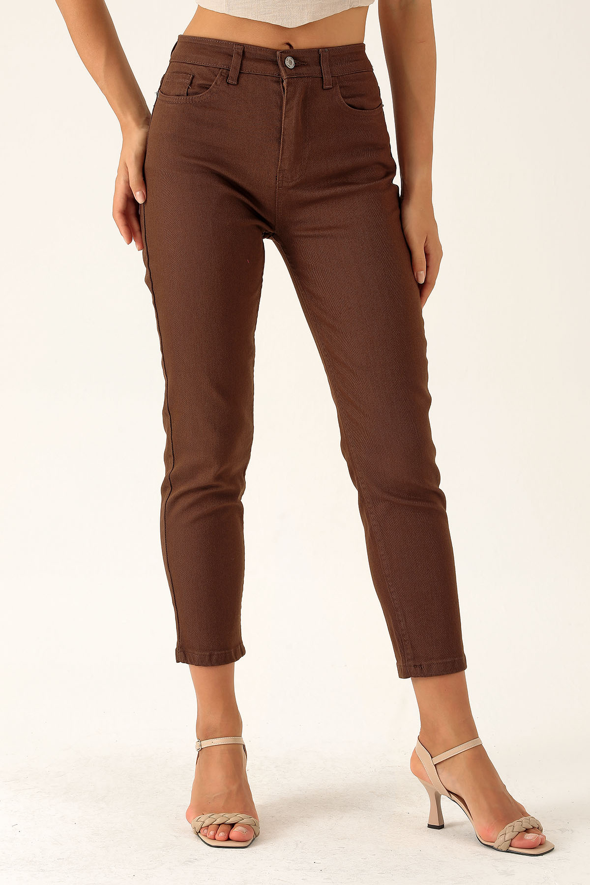 Yüksek Bel Mom Jean - 1121 Acı Kahve - 4