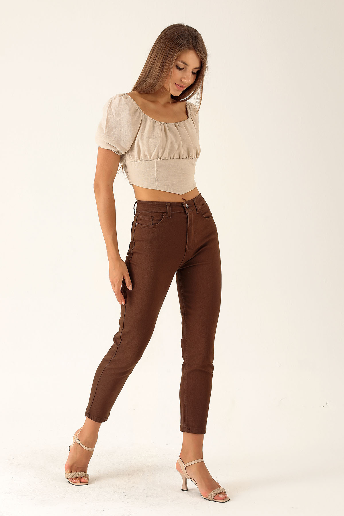 Yüksek Bel Mom Jean - 1121 Acı Kahve - 2