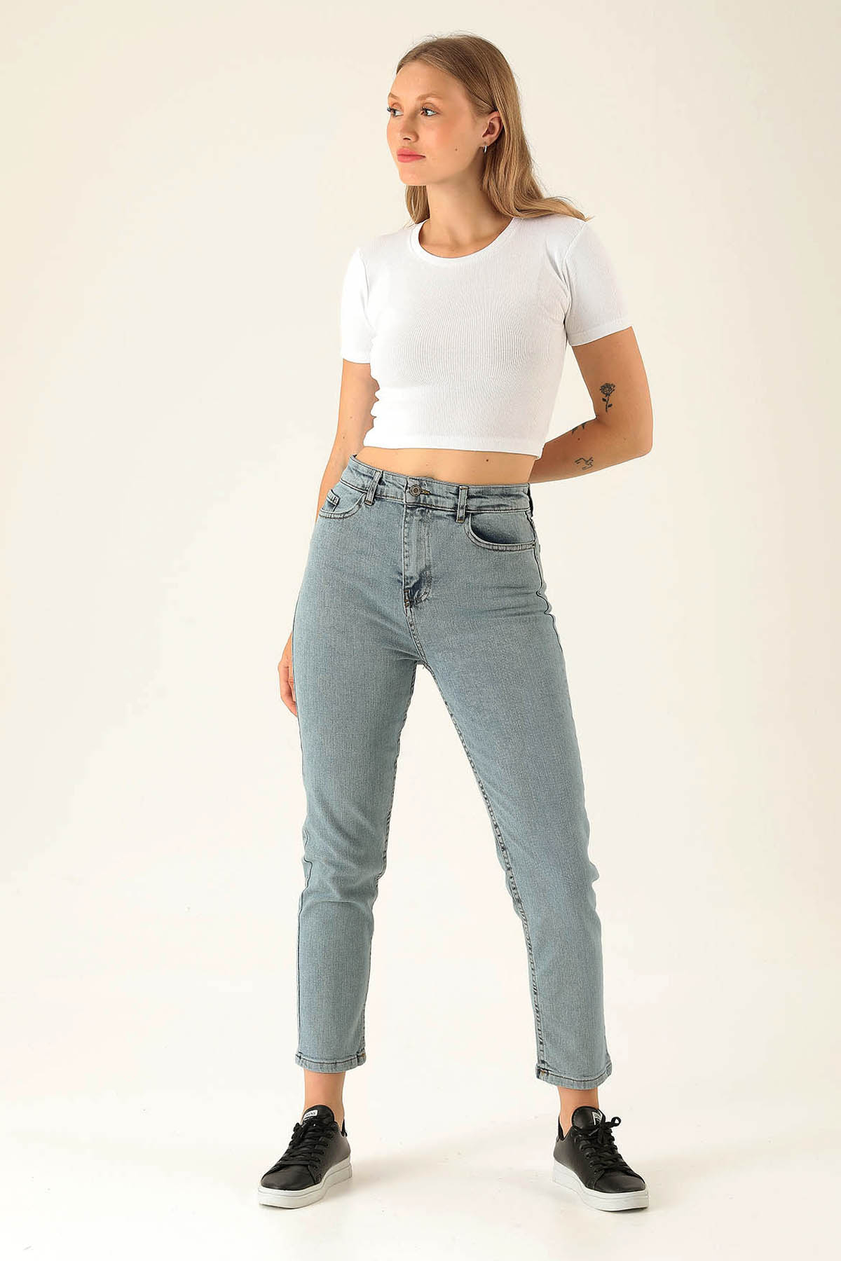 Yüksek Bel Mom Jean - 1121 Açık Mavi - 1