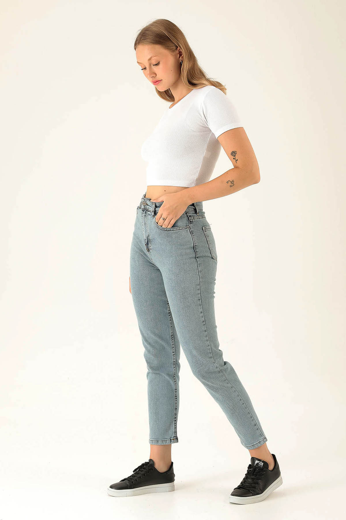 Yüksek Bel Mom Jean - 1121 Açık Mavi - 2
