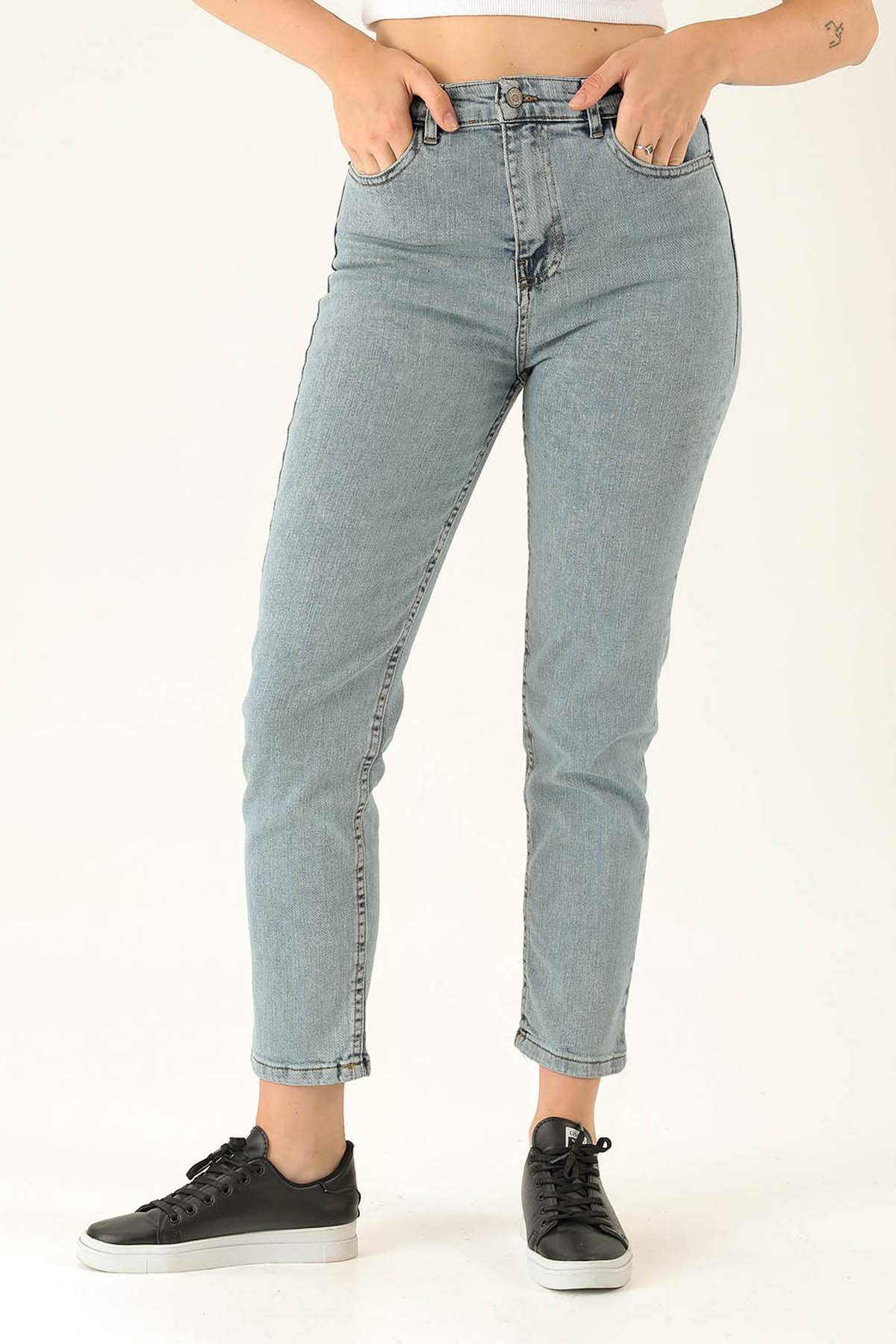 Yüksek Bel Mom Jean - 1121 Açık Mavi - 3