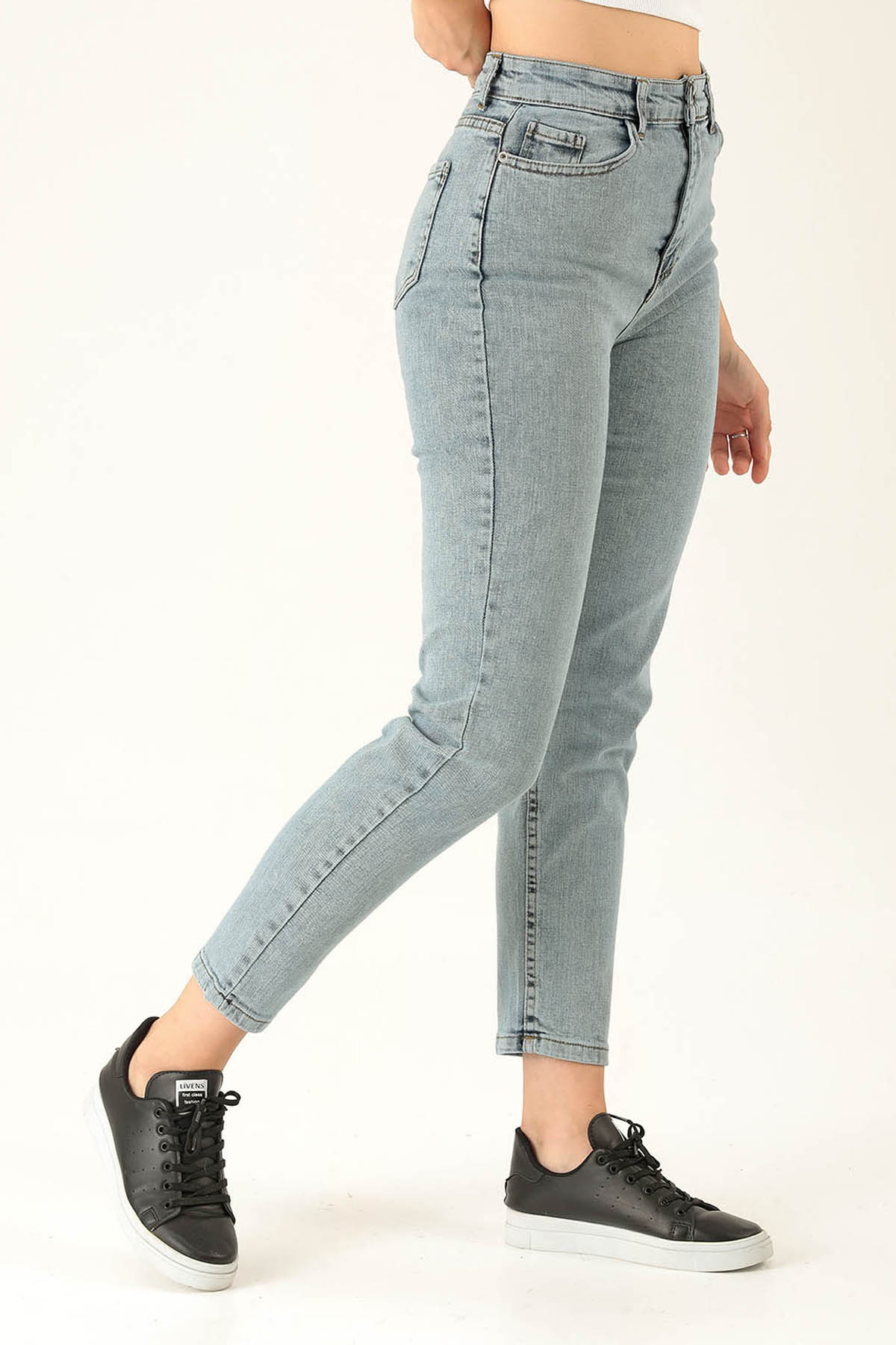 Yüksek Bel Mom Jean - 1121 Açık Mavi - 4