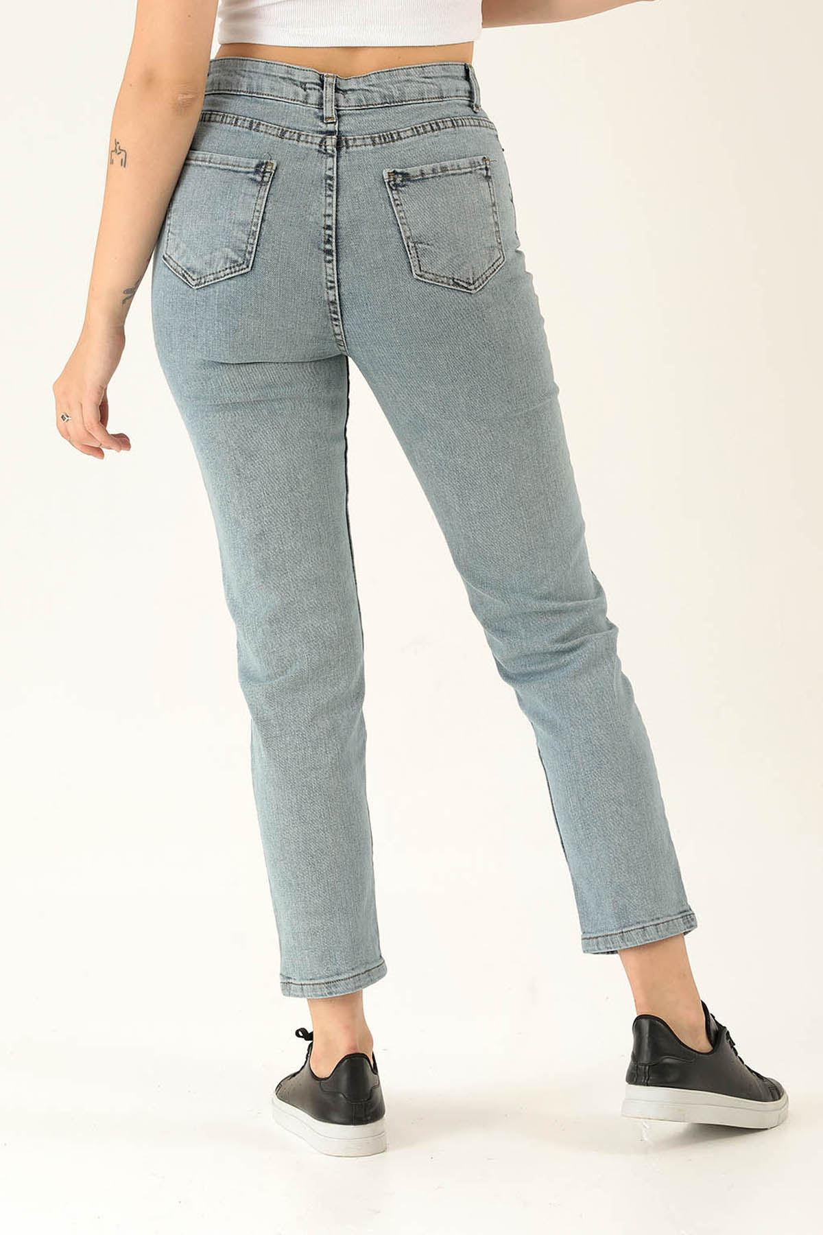 Yüksek Bel Mom Jean - 1121 Açık Mavi - 5