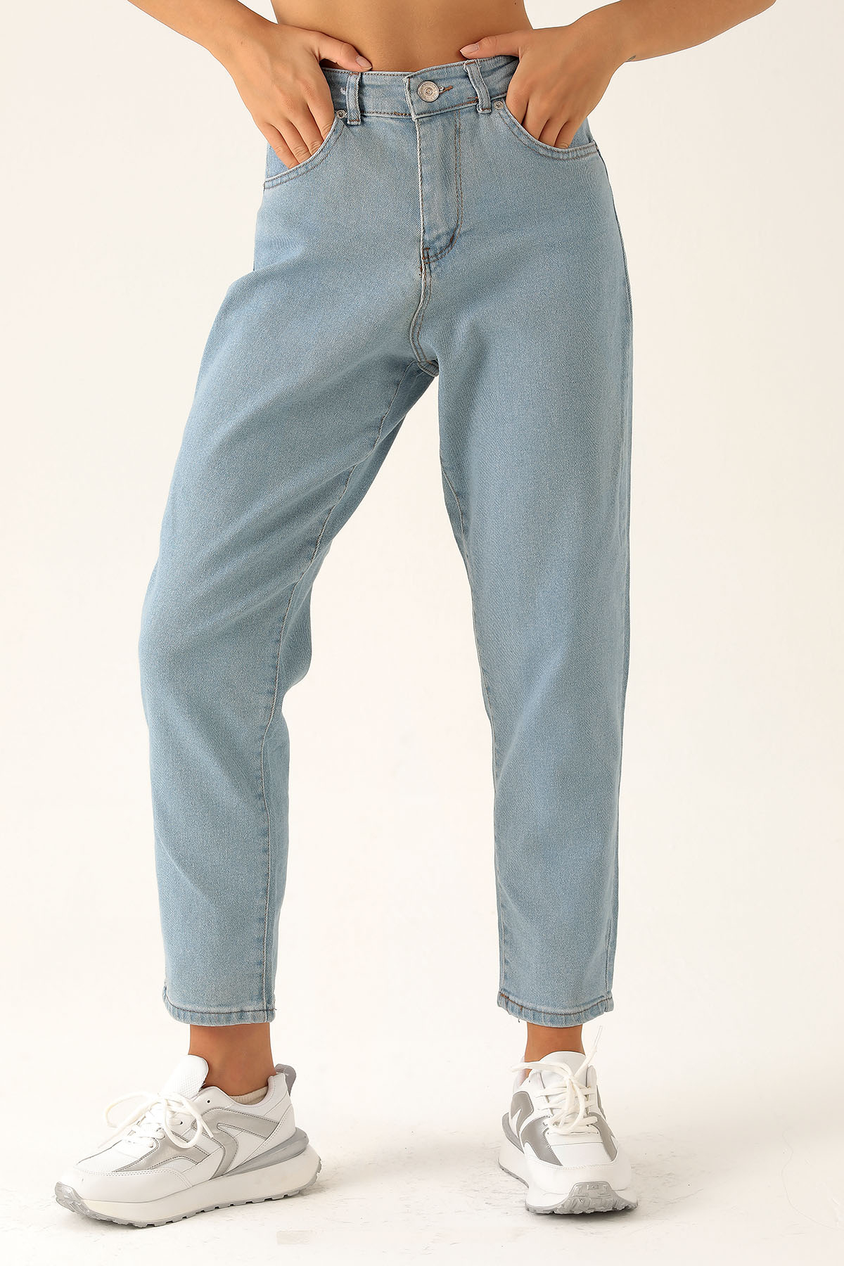 Yüksek Bel Mom Jean - 2039 Açık Mavi - 3