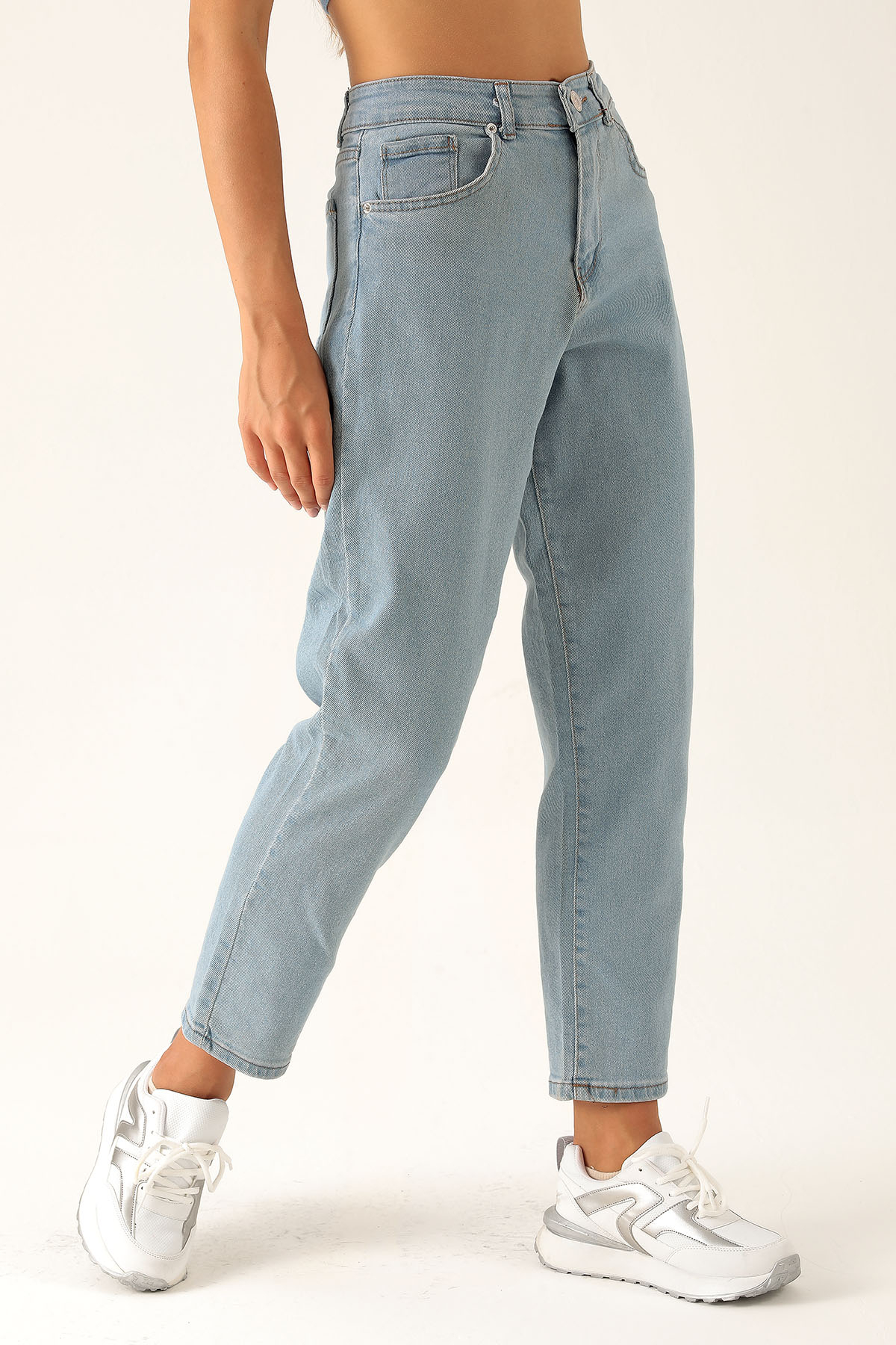 Yüksek Bel Mom Jean - 2039 Açık Mavi - 4